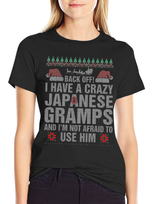 Crazy Japanese Gramps Ugly Christmas Sweater T-Shirt