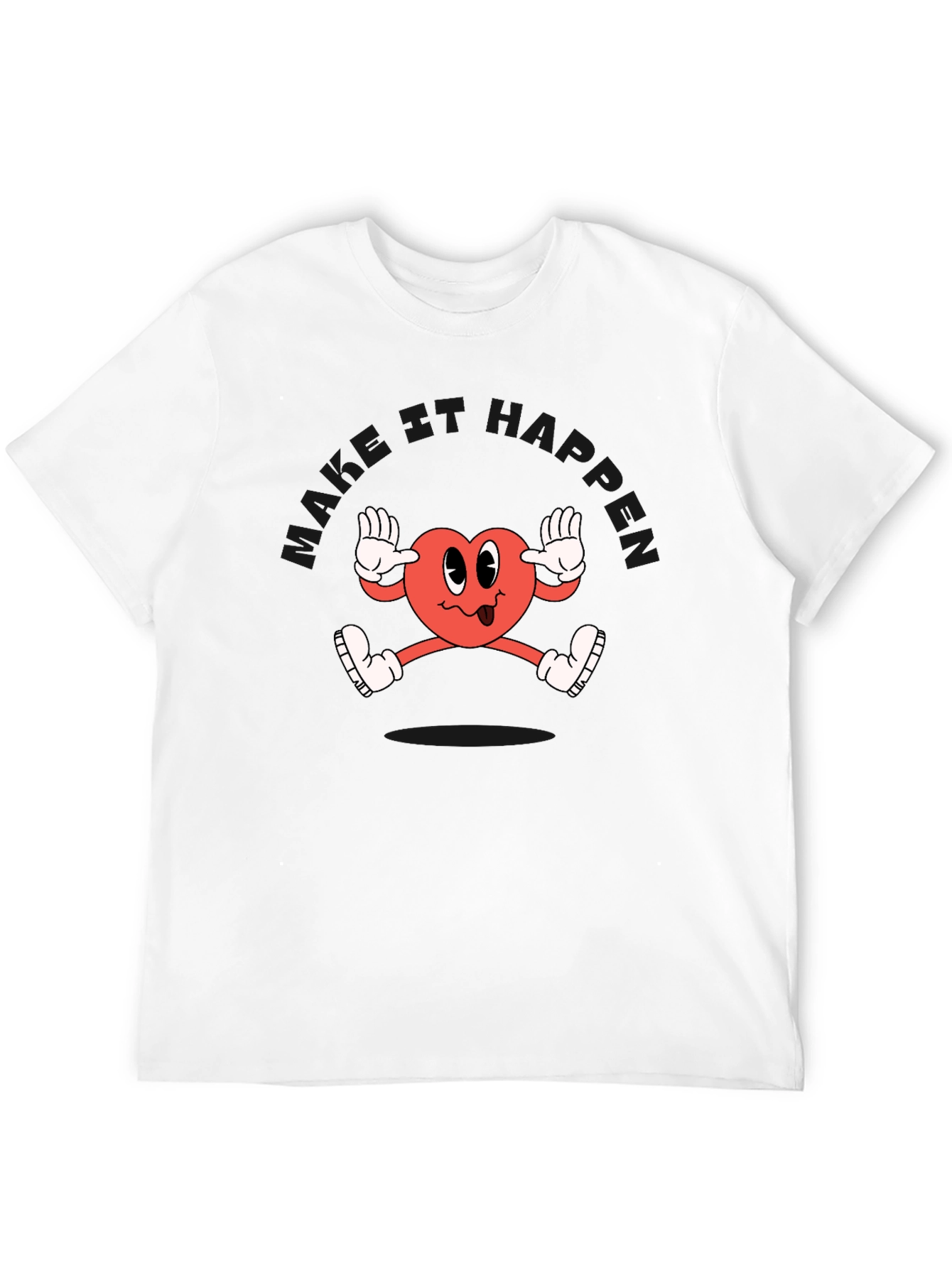 Funky Heart Cartoon Black T-Shirt
