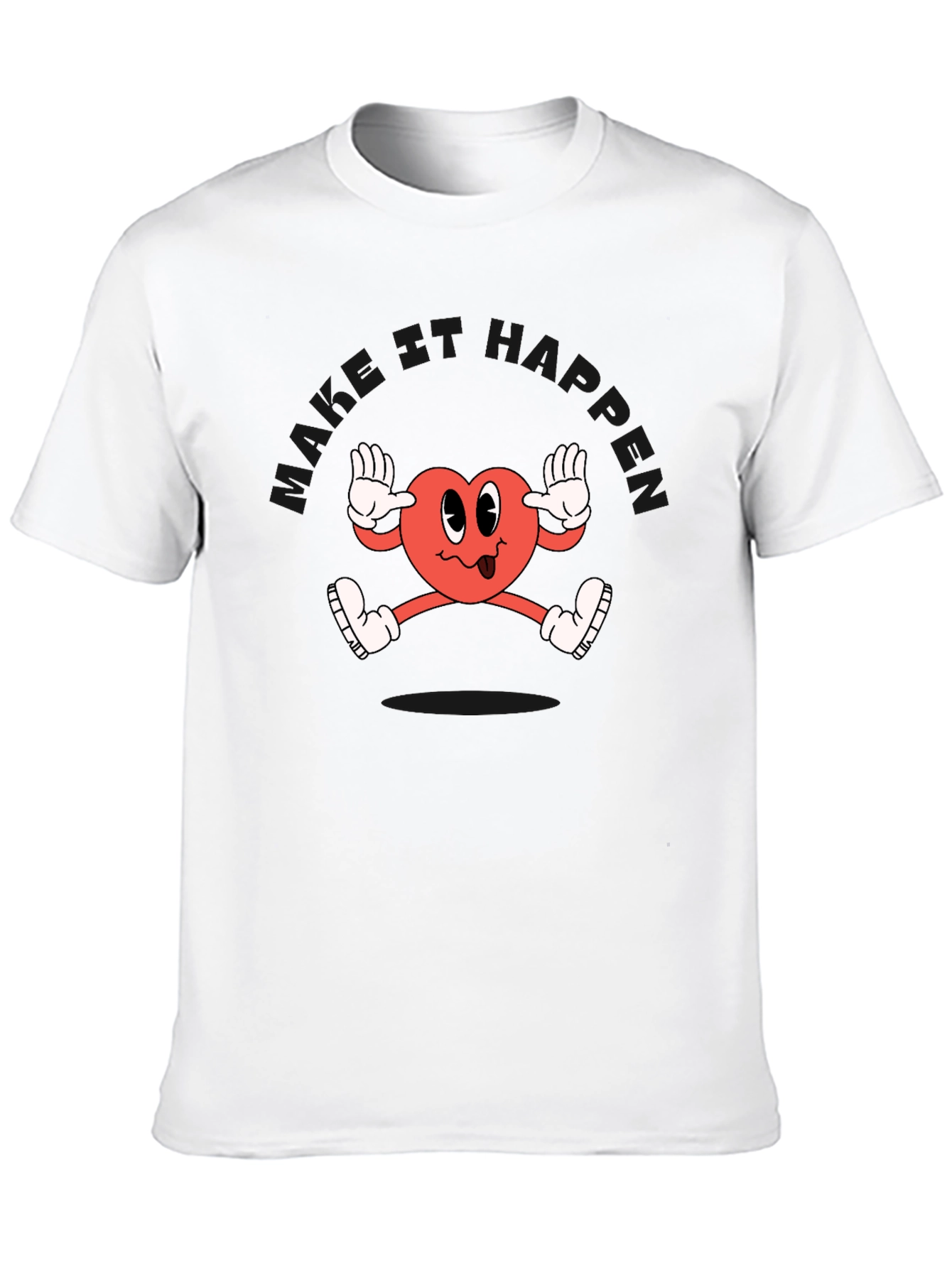 Funky Heart Cartoon Black T-Shirt