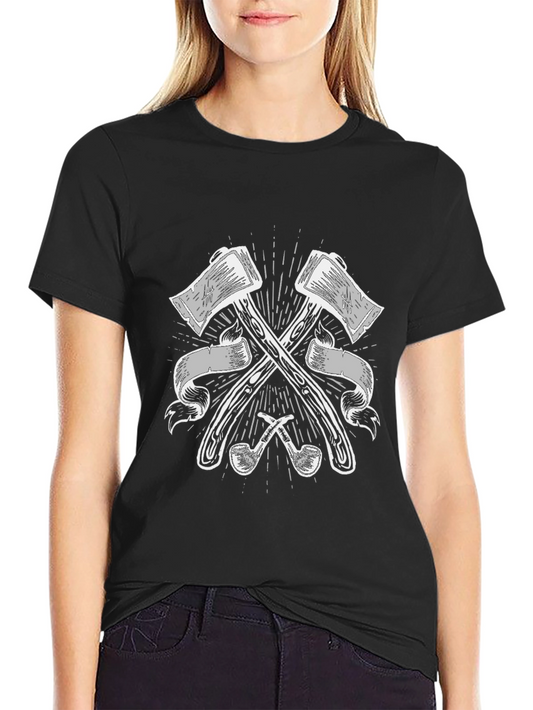 Axes & Pipes Graphic Tee - Black Cotton T-Shirt