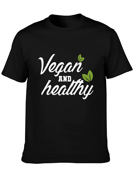 Vegan and Healthy T-Shirt Black Crew Neck