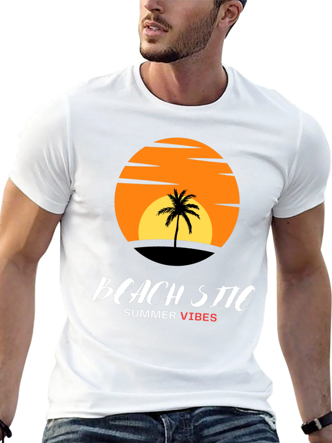 Beach Site Summer Vibes Black T-Shirt
