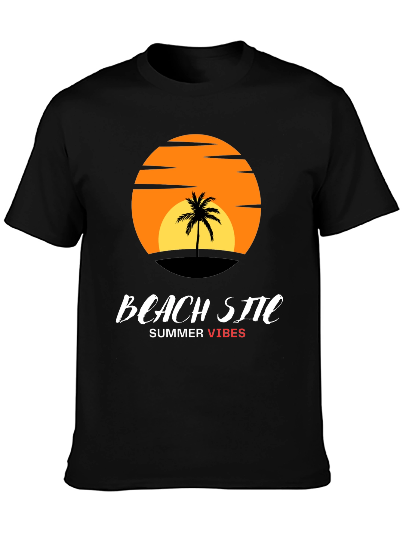 Beach Site Summer Vibes Black T-Shirt