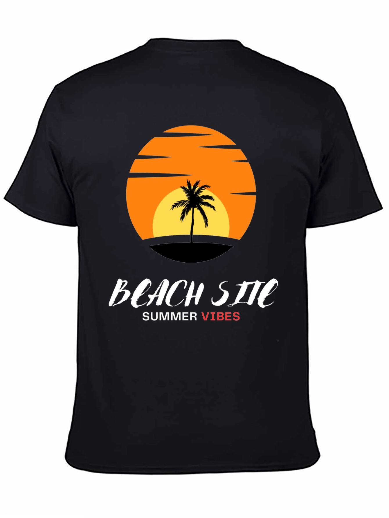 Beach Site Summer Vibes Black T-Shirt