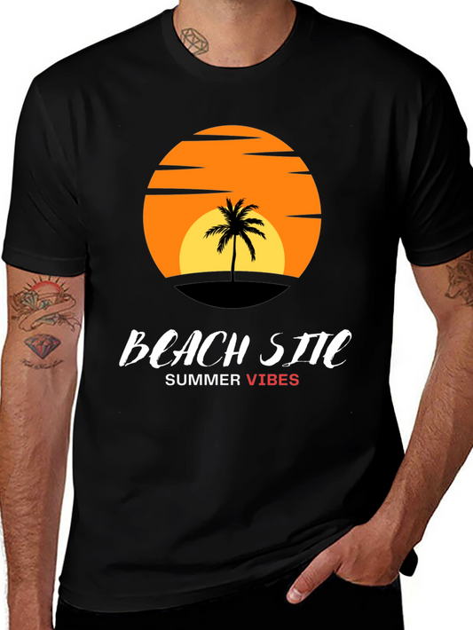 Beach Site Summer Vibes Black T-Shirt