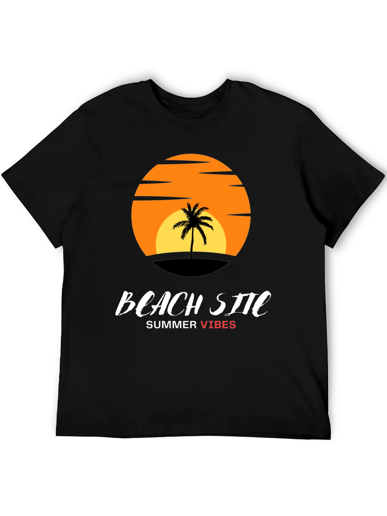 Beach Site Summer Vibes Black T-Shirt