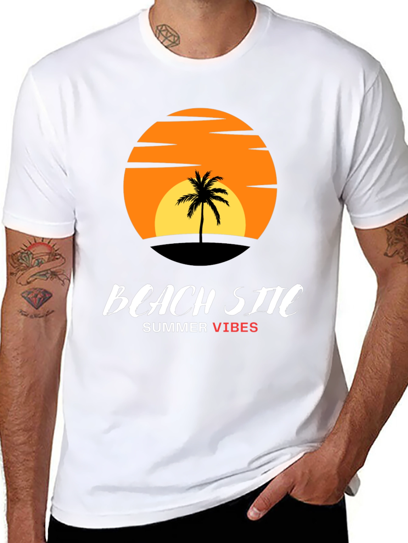 Beach Site Summer Vibes Black T-Shirt
