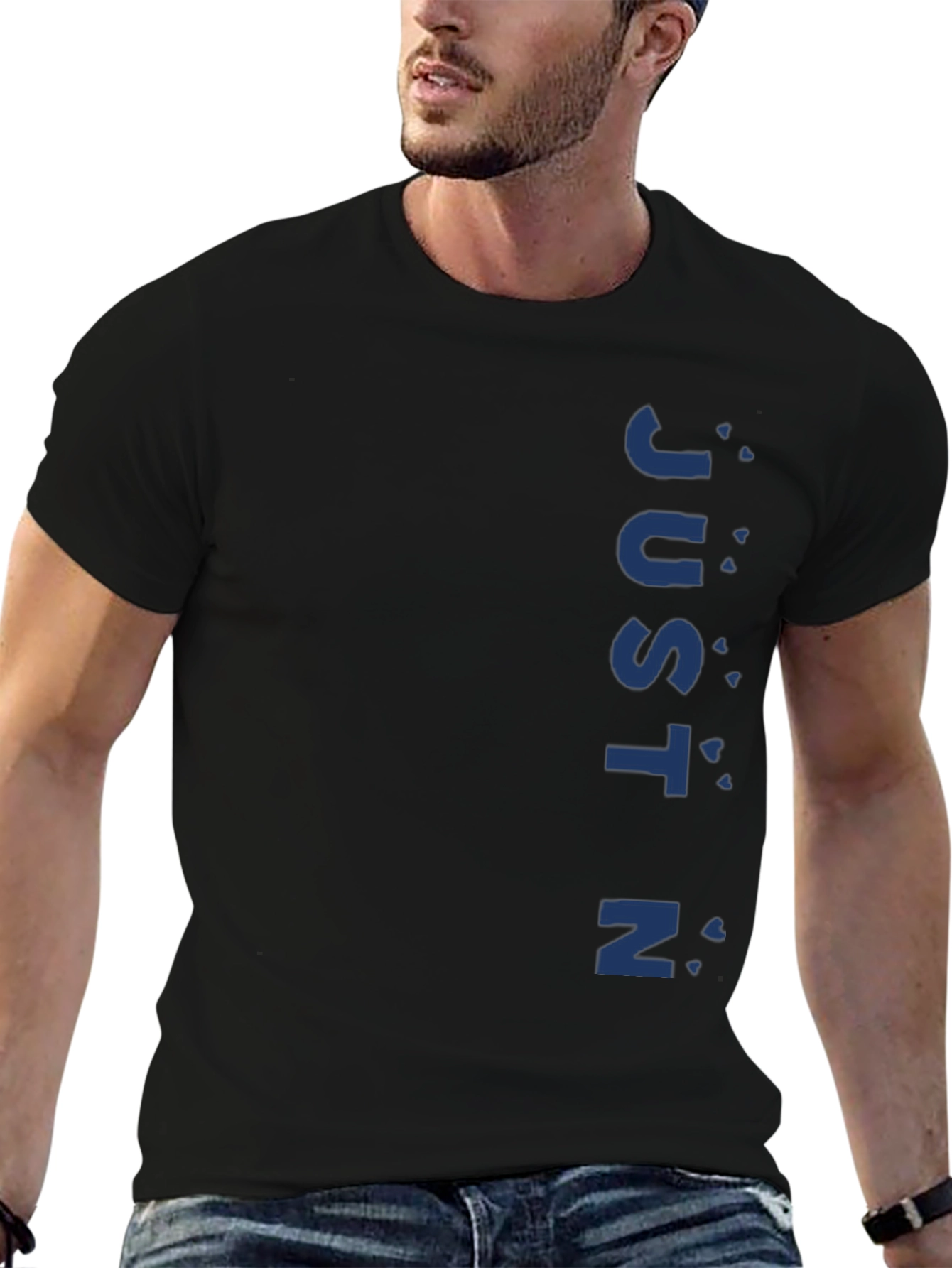 Mens Black T-Shirt - JUSTIN Graphic Tee