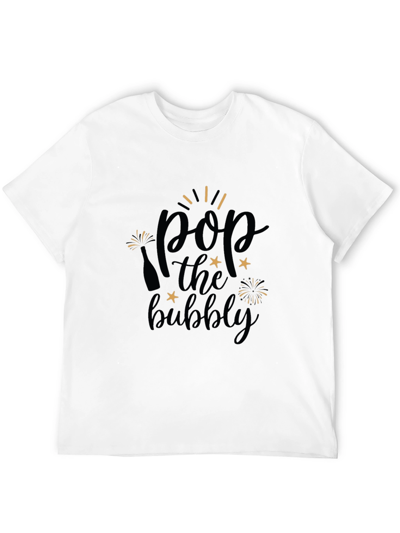 Pop the Bubbly Graphic Tee - Black Cotton T-Shirt