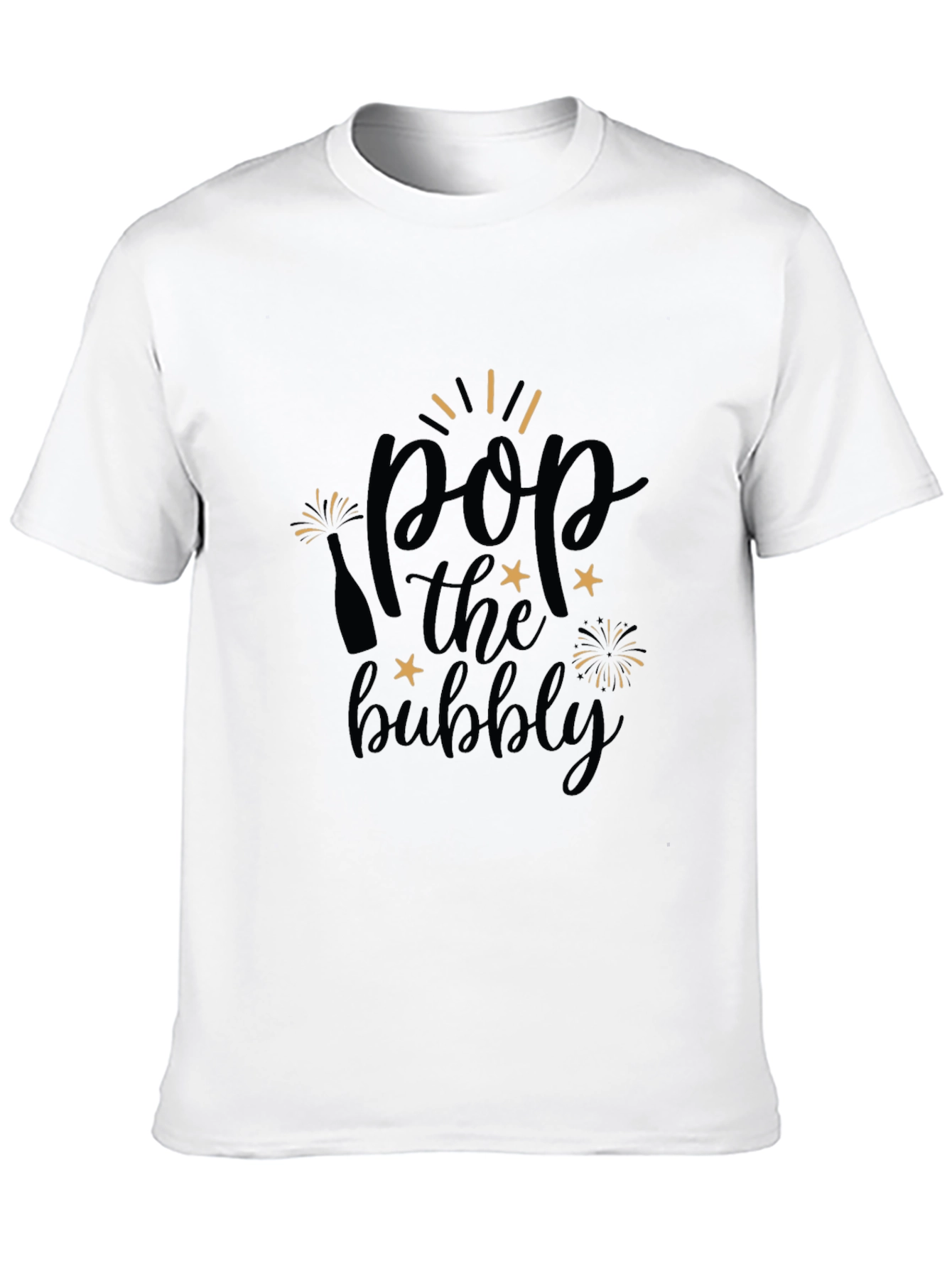 Pop the Bubbly Graphic Tee - Black Cotton T-Shirt