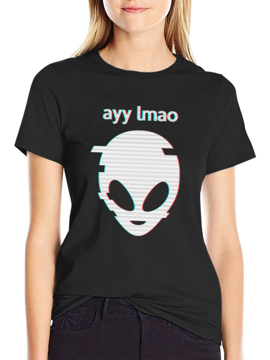 Ayy Lmao Alien Glitch Graphic Black T-Shirt