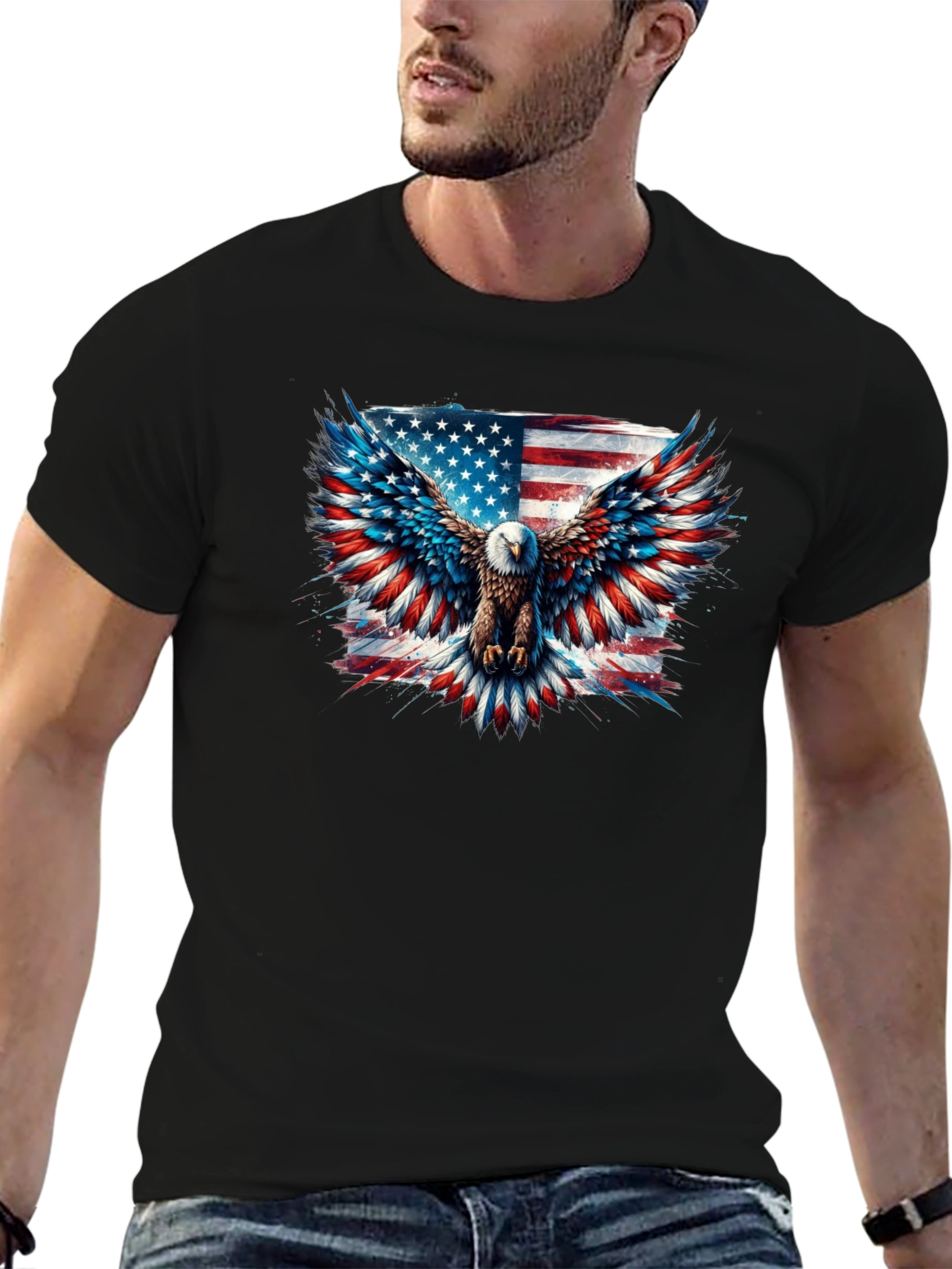 Patriotic Eagle American Flag Graphic Tee