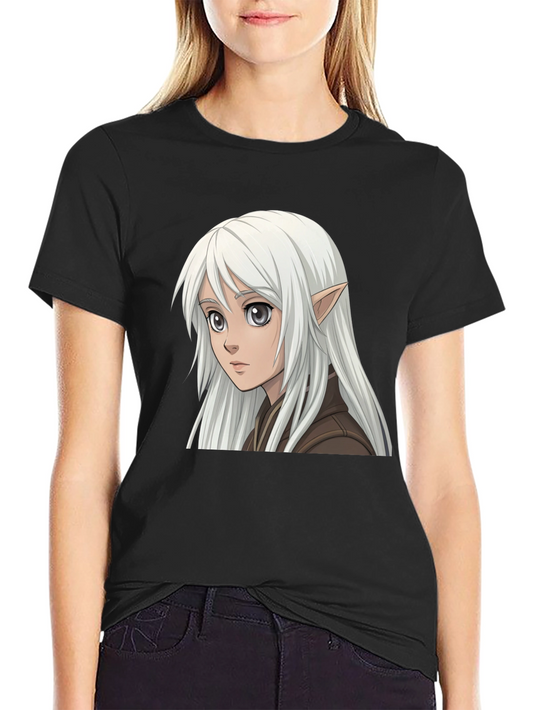 Anime Elf Graphic Tee - Stylish Black T-Shirt