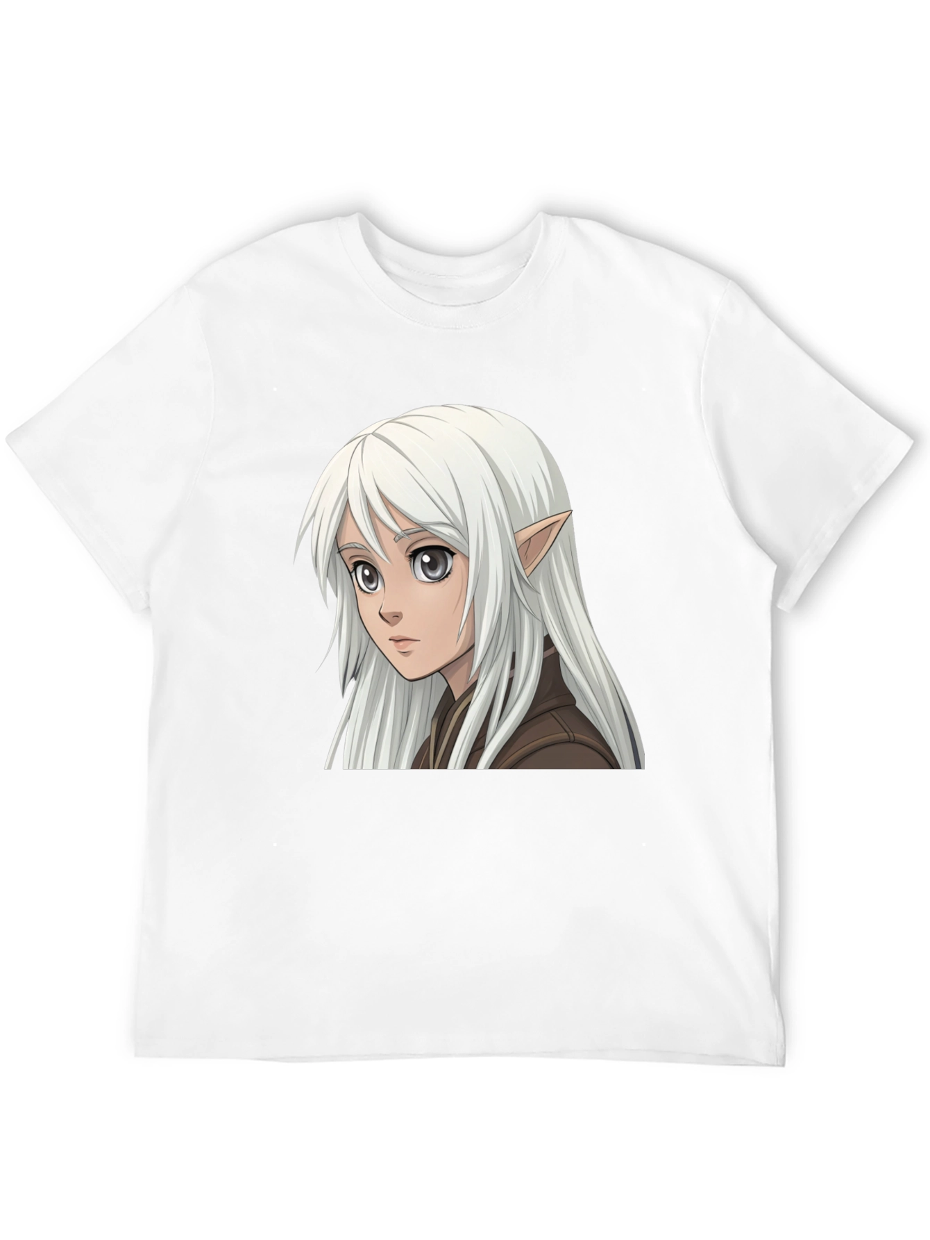 Anime Elf Graphic Tee - Stylish Black T-Shirt