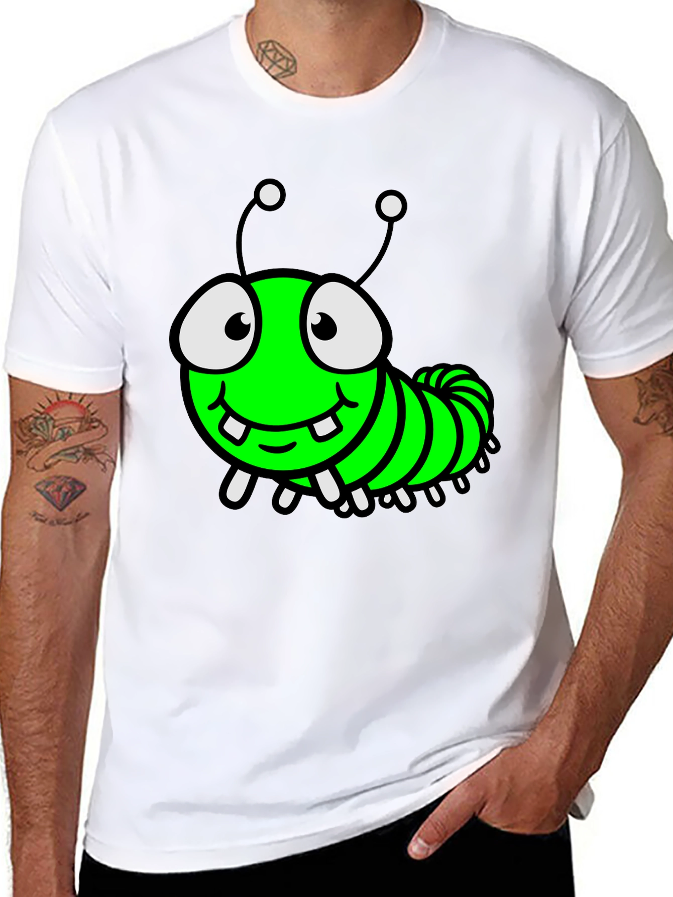 Cartoon Caterpillar Graphic T-Shirt
