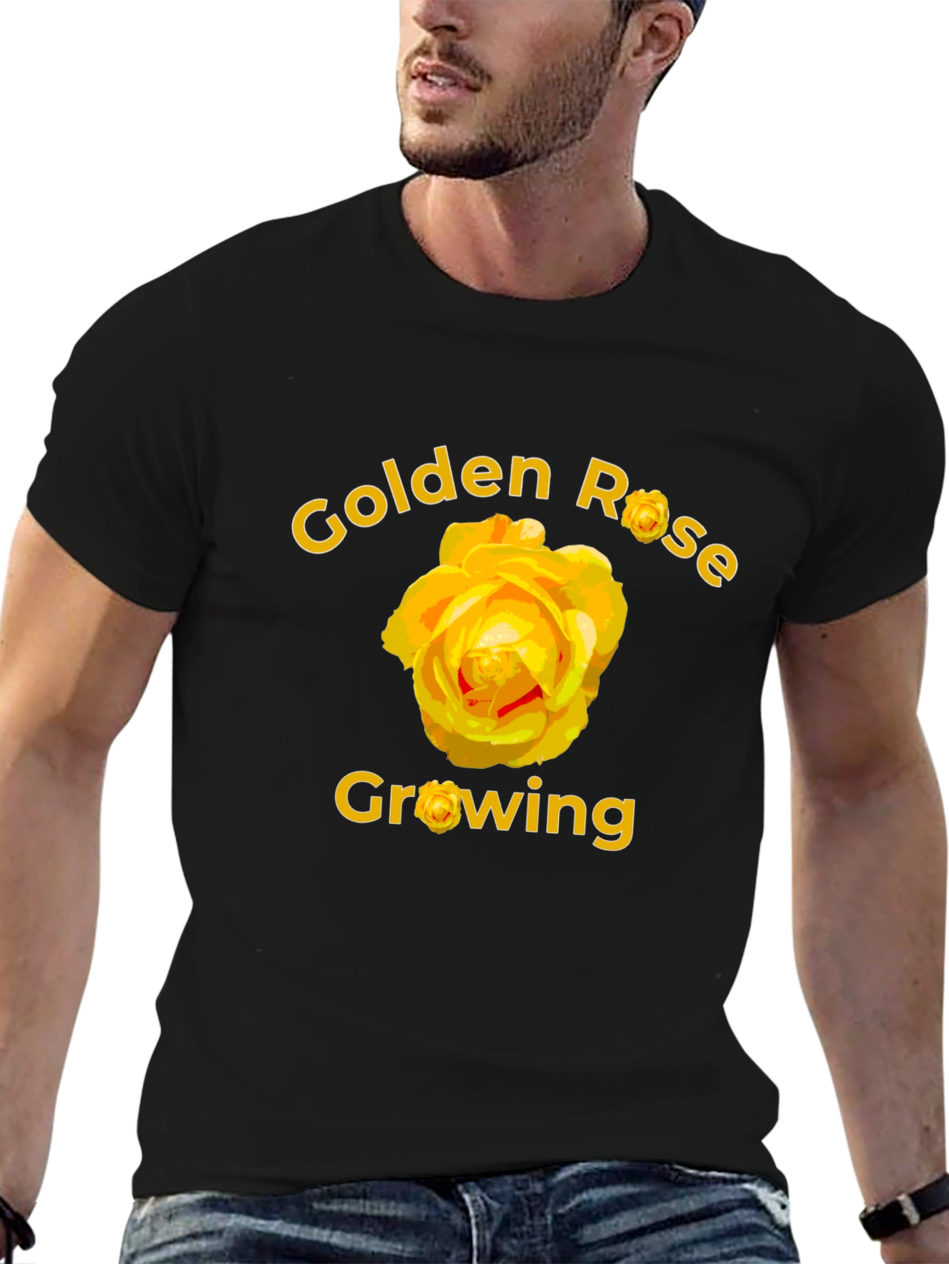 Golden Rose Growing Black T-Shirt