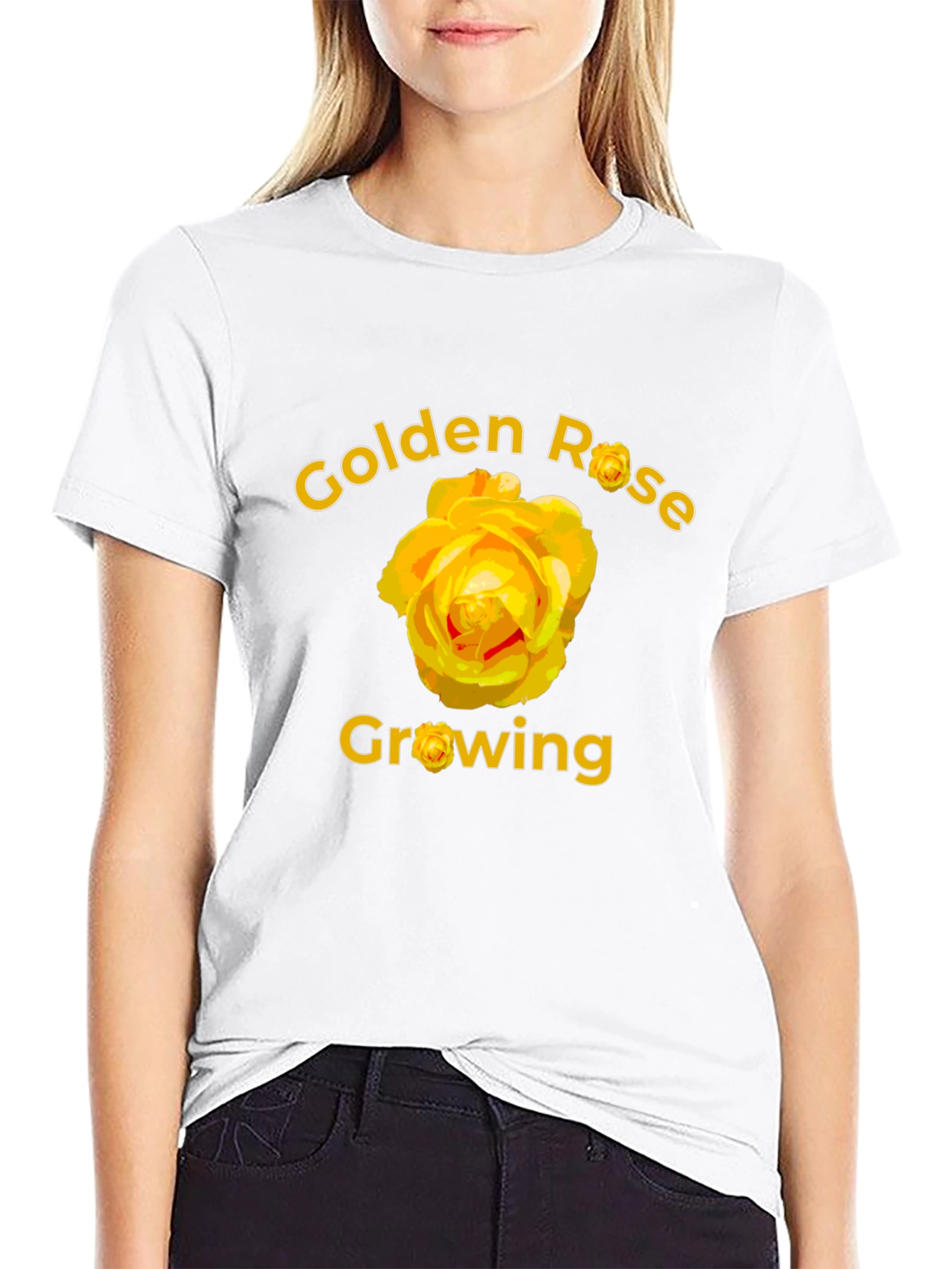 Golden Rose Growing Black T-Shirt
