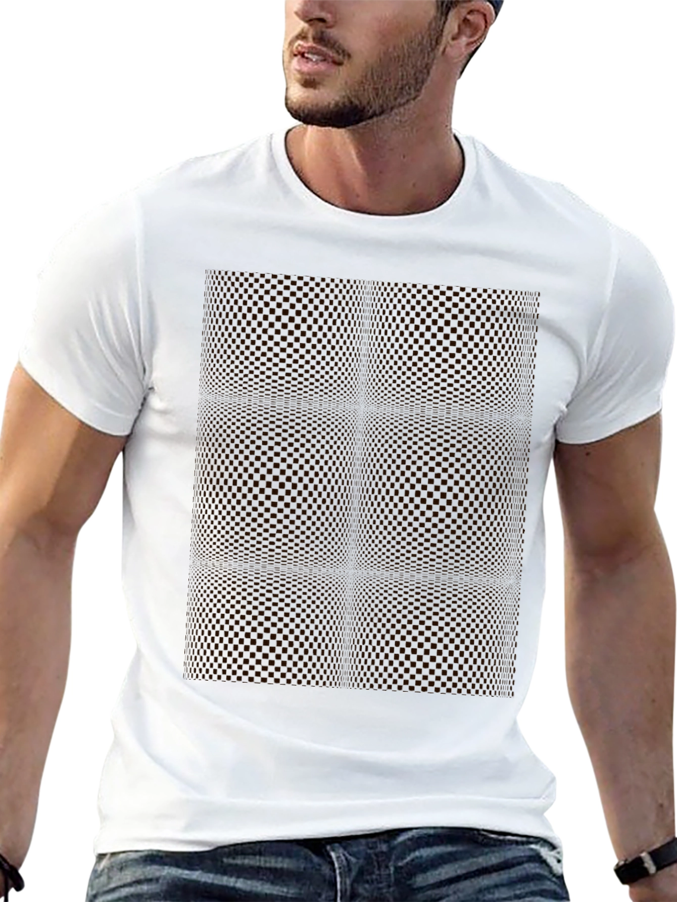 Modern Black Geometric Patterned T-Shirt