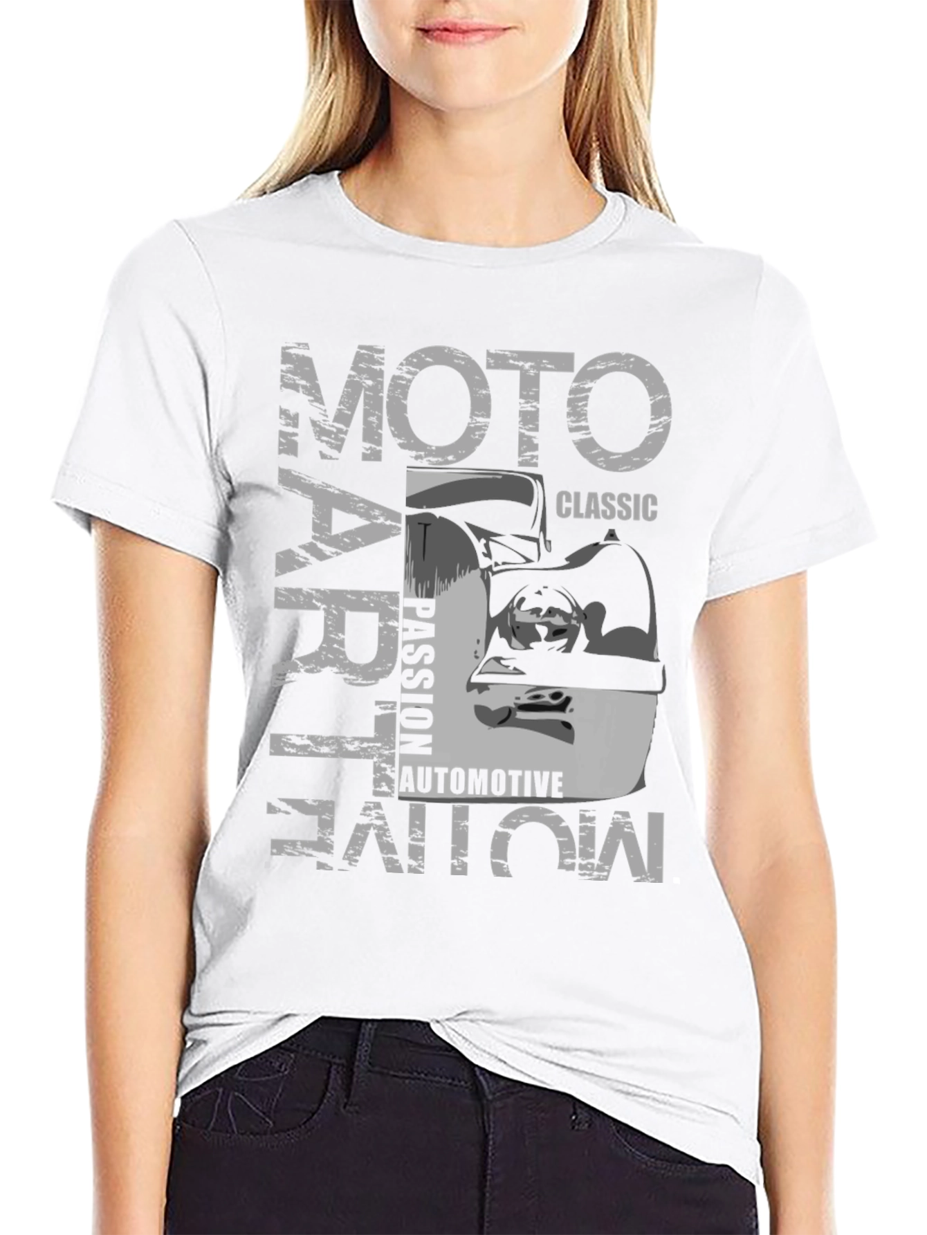 Moto Art Classic Automotive Black Graphic T-Shirt