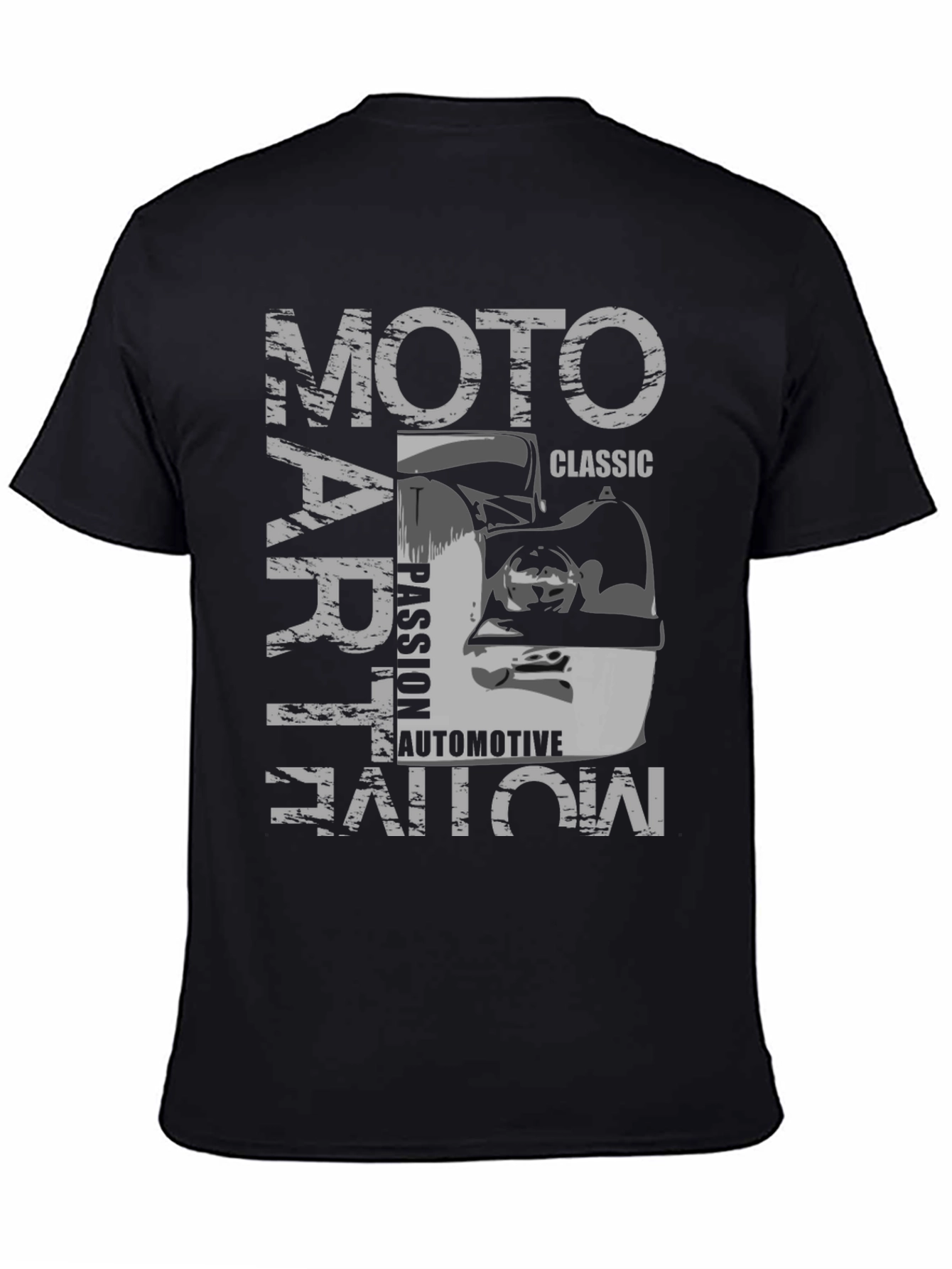 Moto Art Classic Automotive Black Graphic T-Shirt