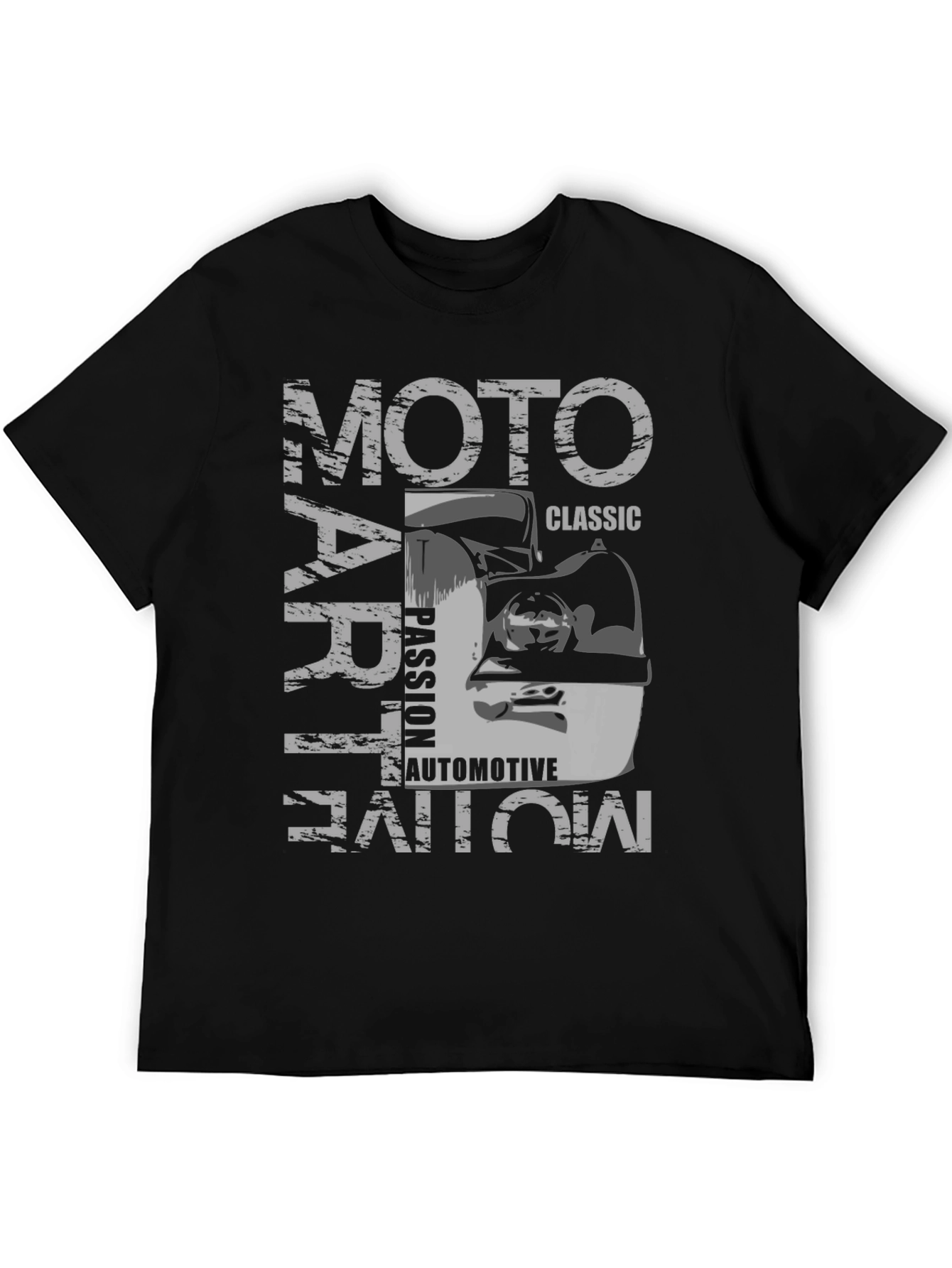 Moto Art Classic Automotive Black Graphic T-Shirt
