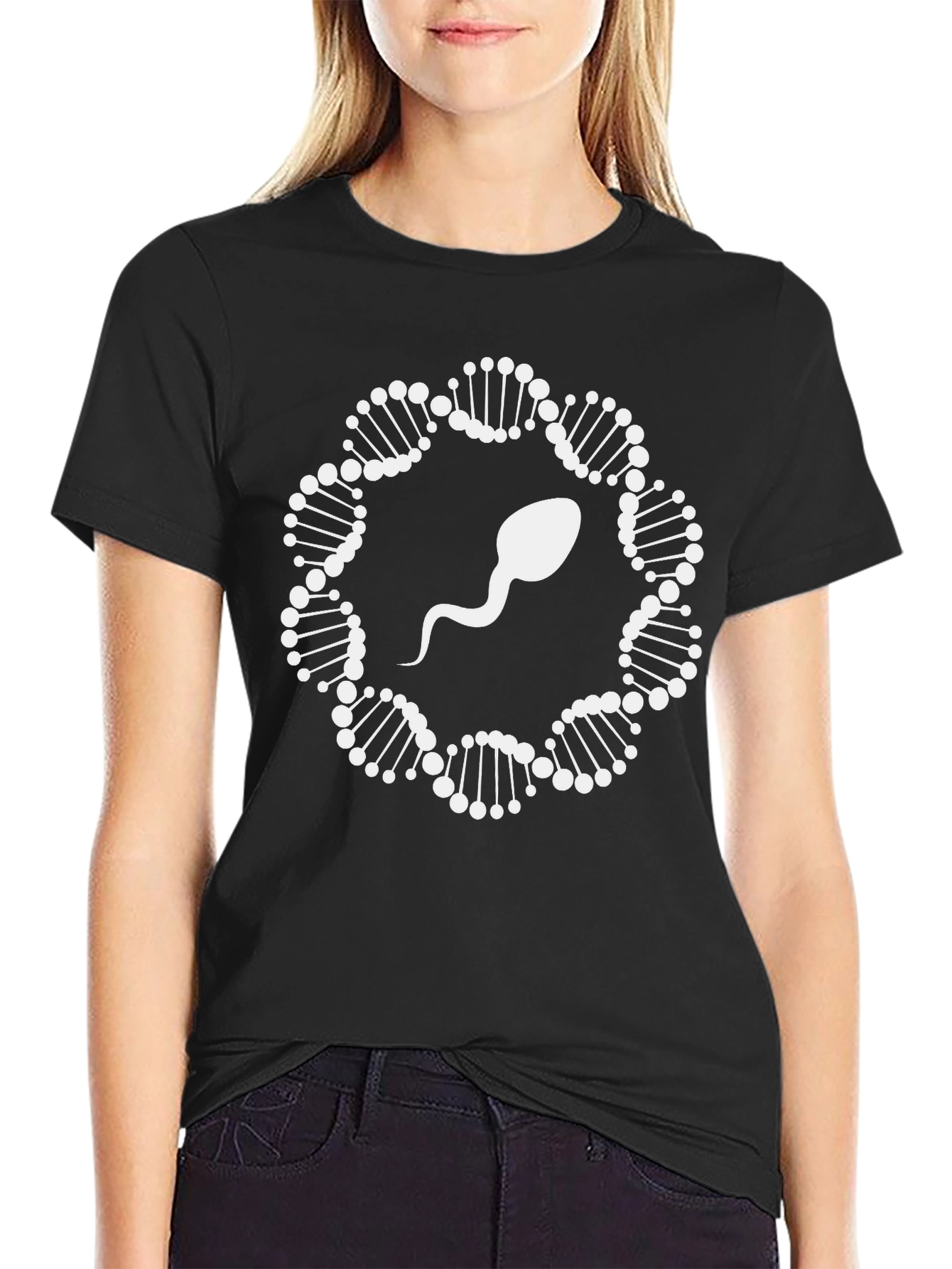DNA Sperm Graphic Tee - Black Cotton T-Shirt