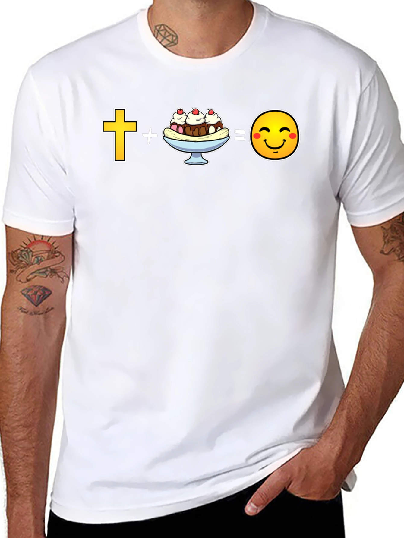 Faith Plus Dessert Equals Happiness Graphic Tee