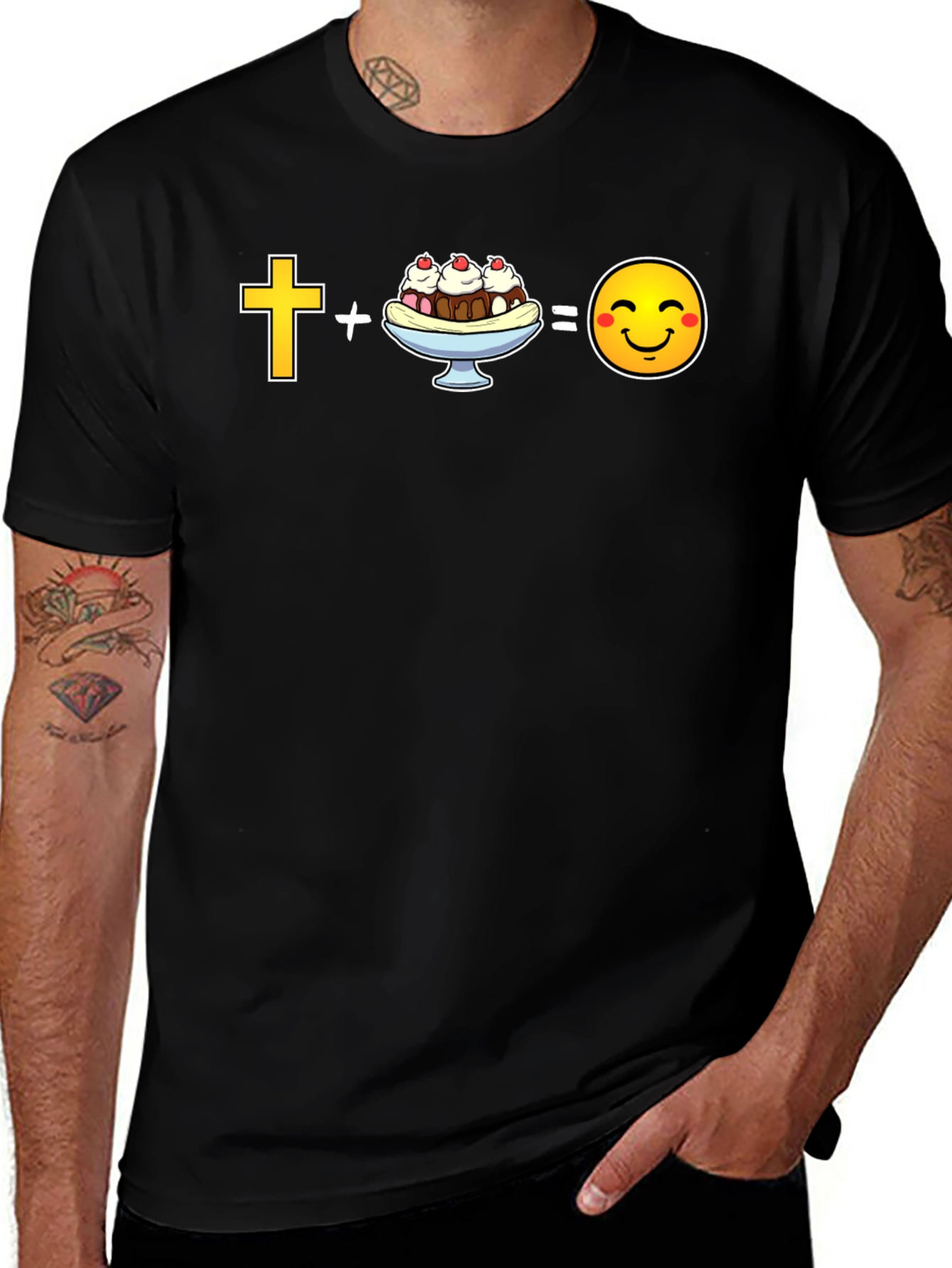 Faith Plus Dessert Equals Happiness Graphic Tee