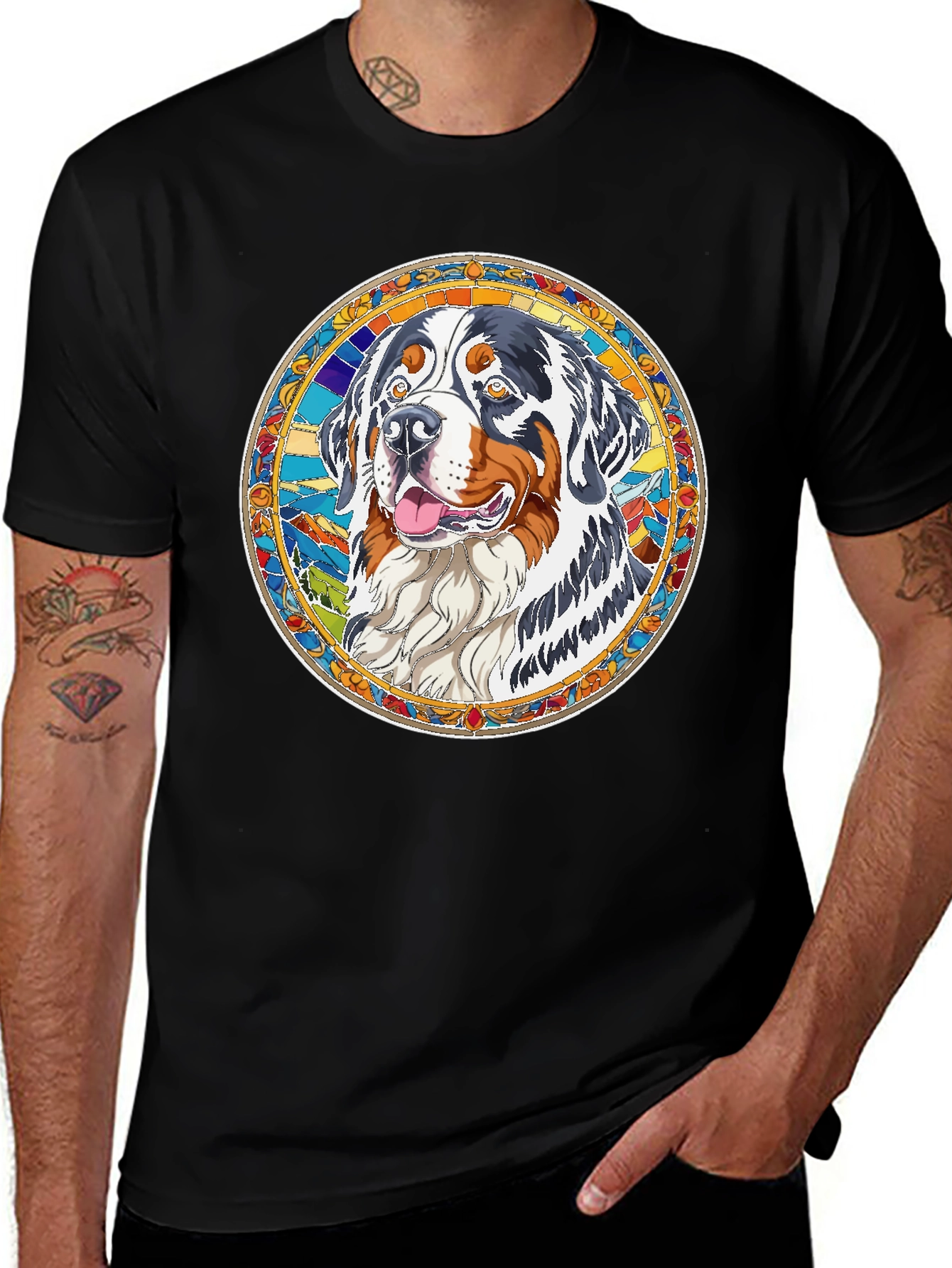 Dog Breed Graphic Tee - Black Cotton Shirt