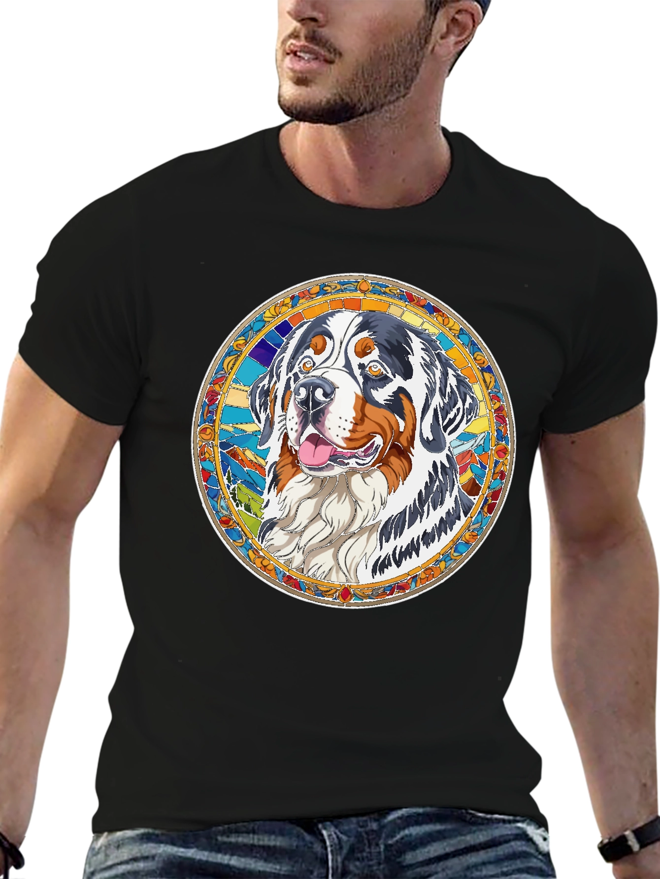 Dog Breed Graphic Tee - Black Cotton Shirt