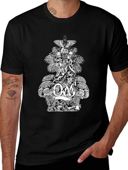 Om Band Graphic Tee - Black Cotton T-Shirt