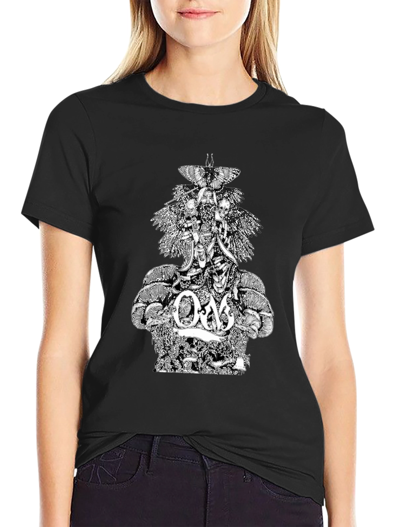 Om Band Graphic Tee - Black Cotton T-Shirt