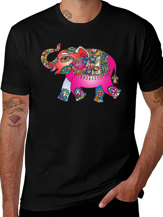 Elephant Graphic Tee - Black Casual T-Shirt