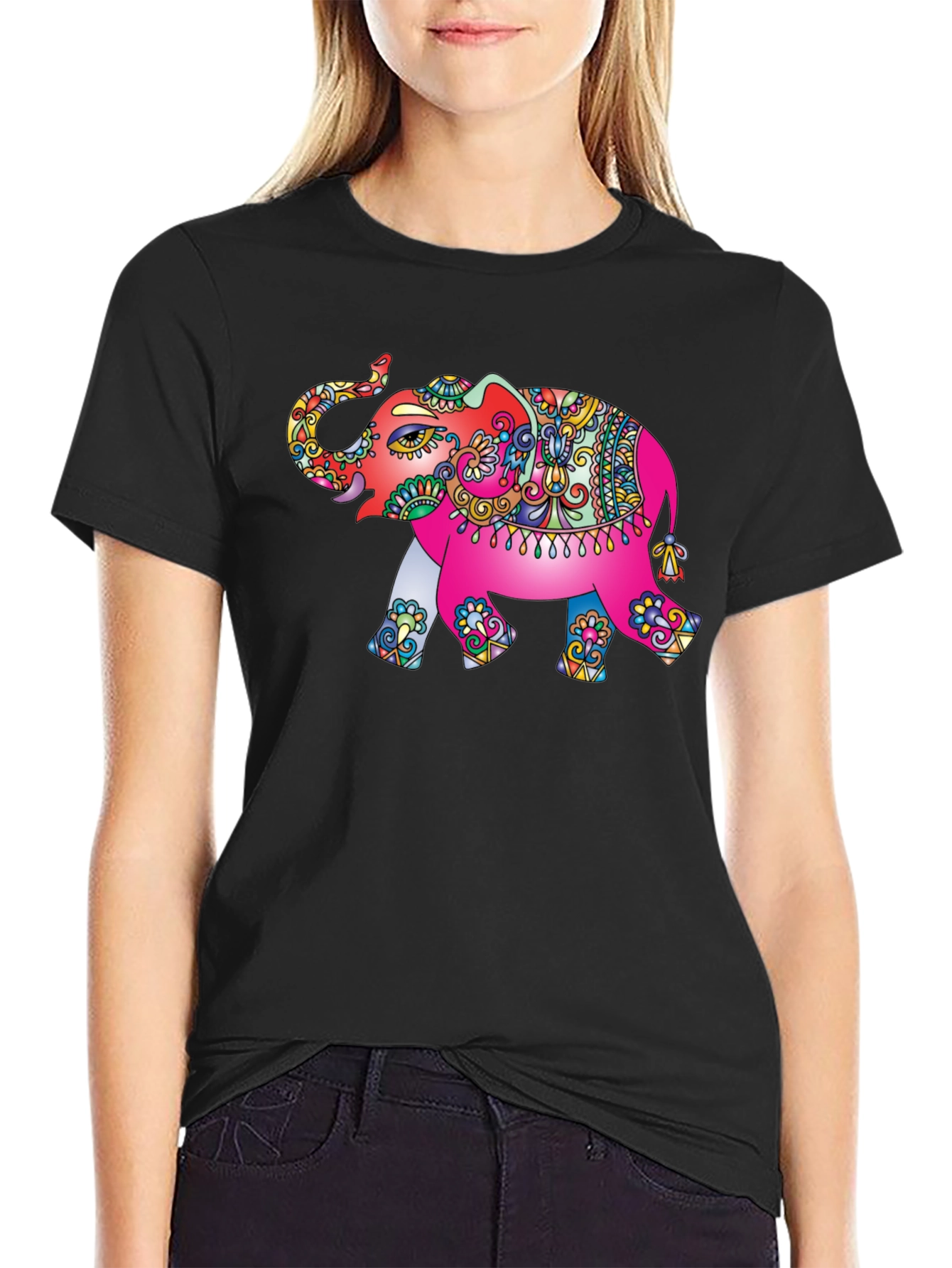 Elephant Graphic Tee - Black Casual T-Shirt