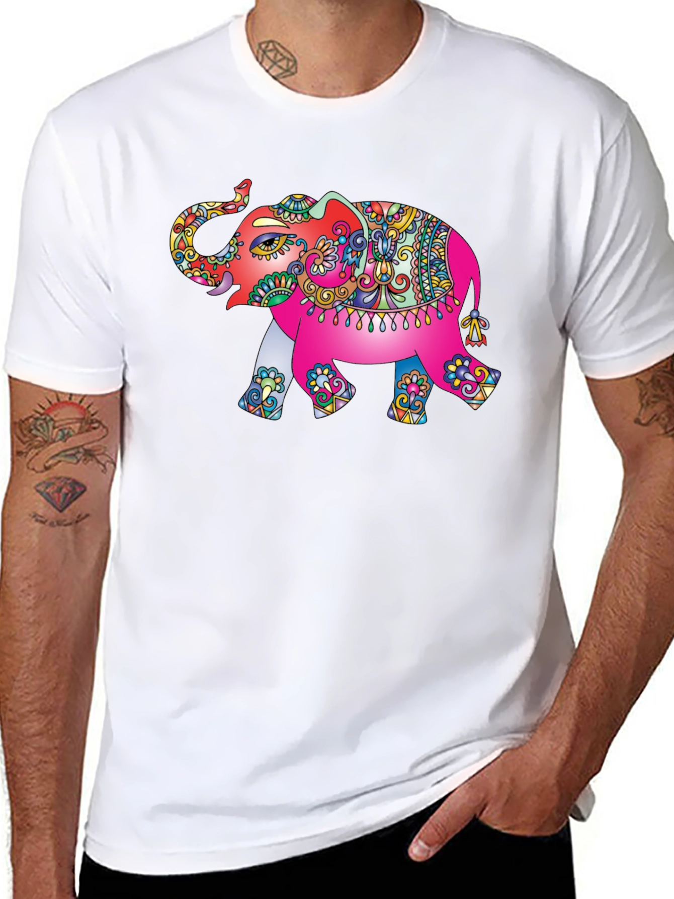 Elephant Graphic Tee - Black Casual T-Shirt