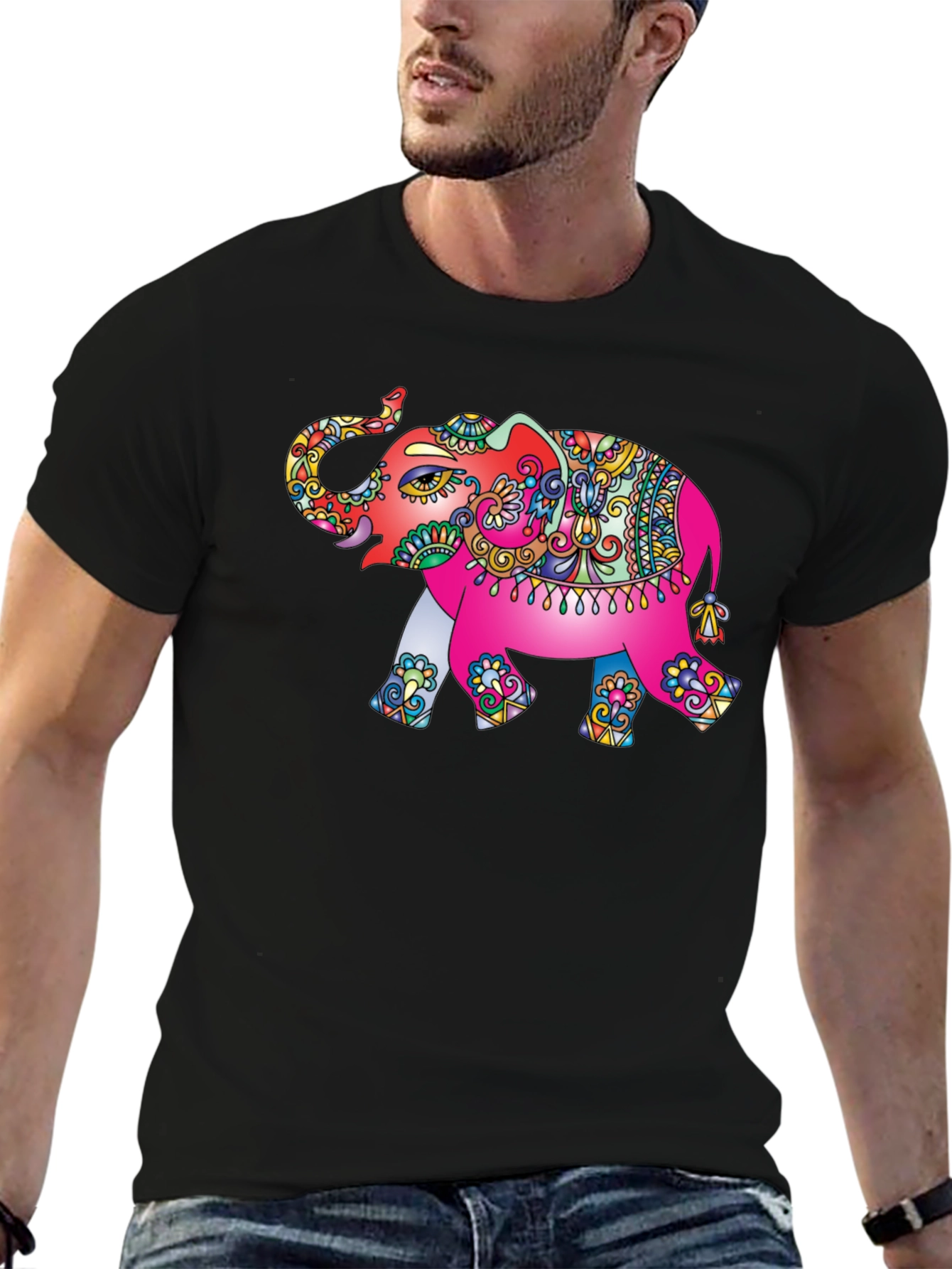 Elephant Graphic Tee - Black Casual T-Shirt