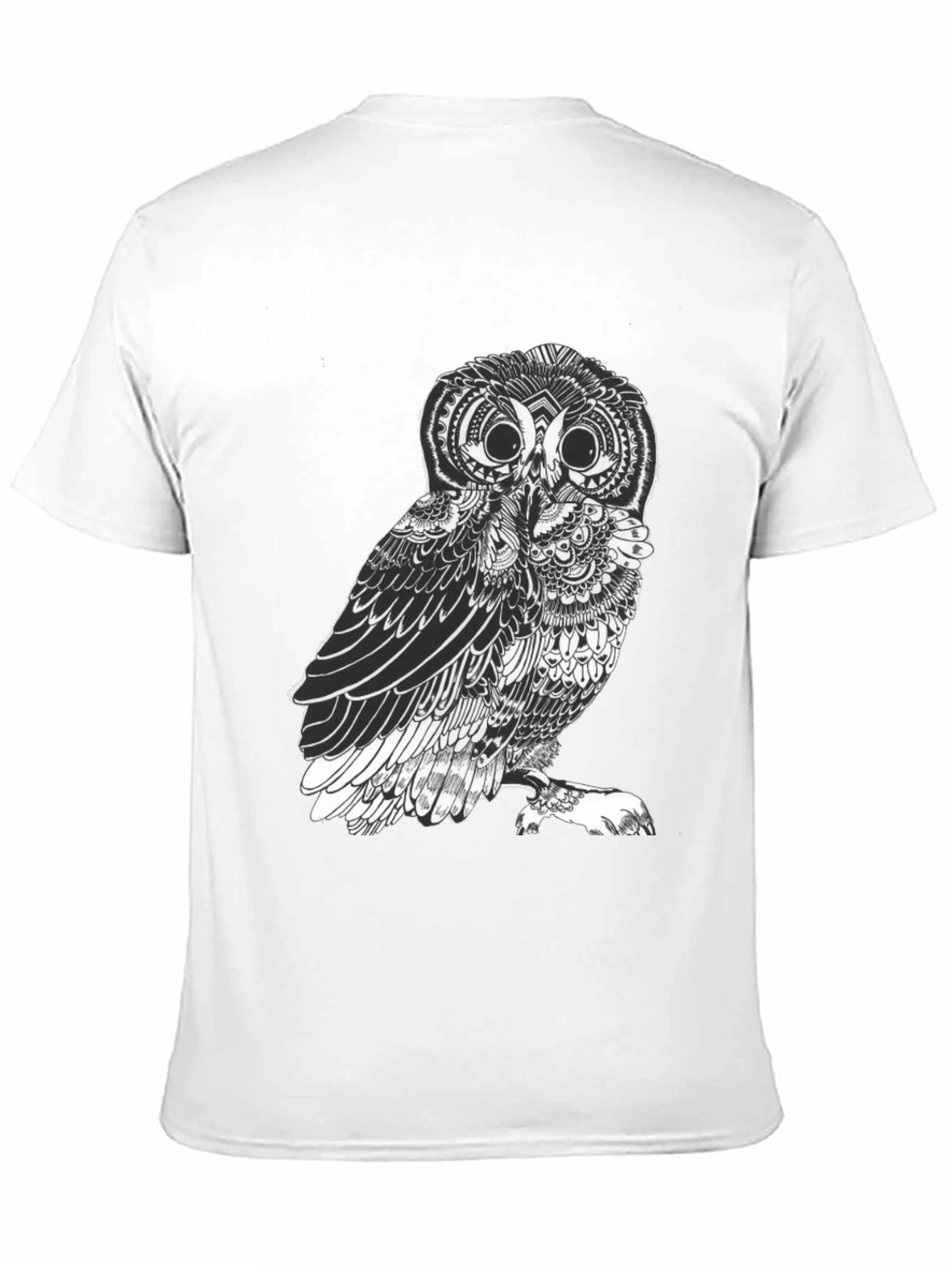 Mens Black Owl Graphic Tee - Unique Design