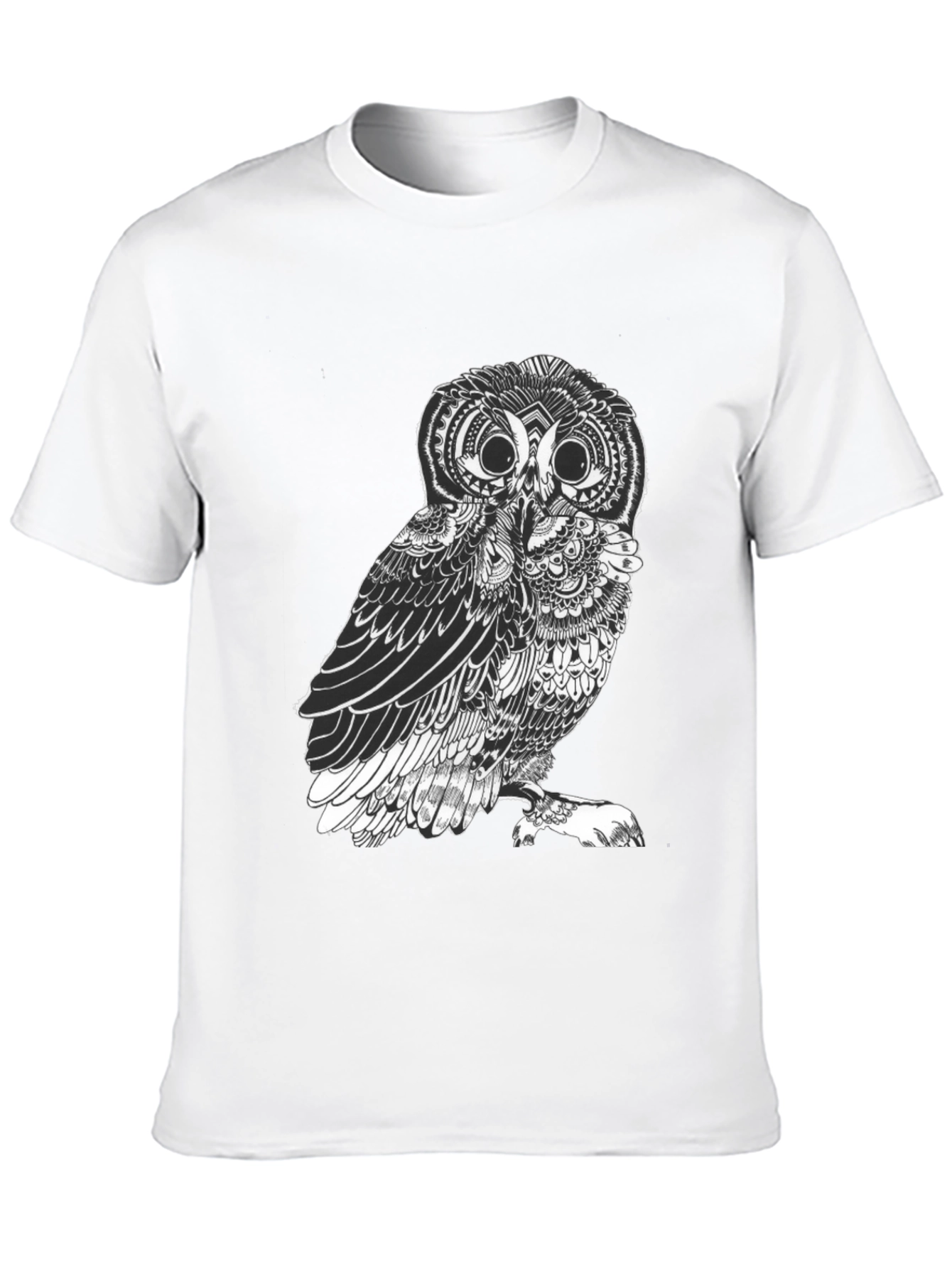 Mens Black Owl Graphic Tee - Unique Design