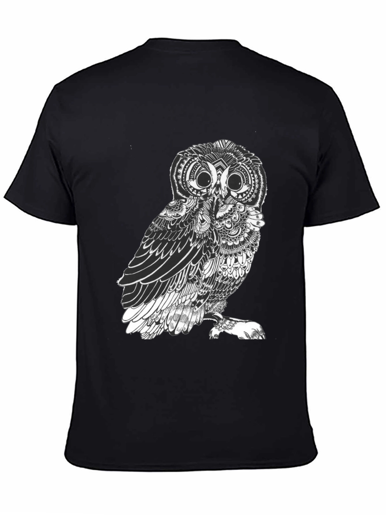 Mens Black Owl Graphic Tee - Unique Design