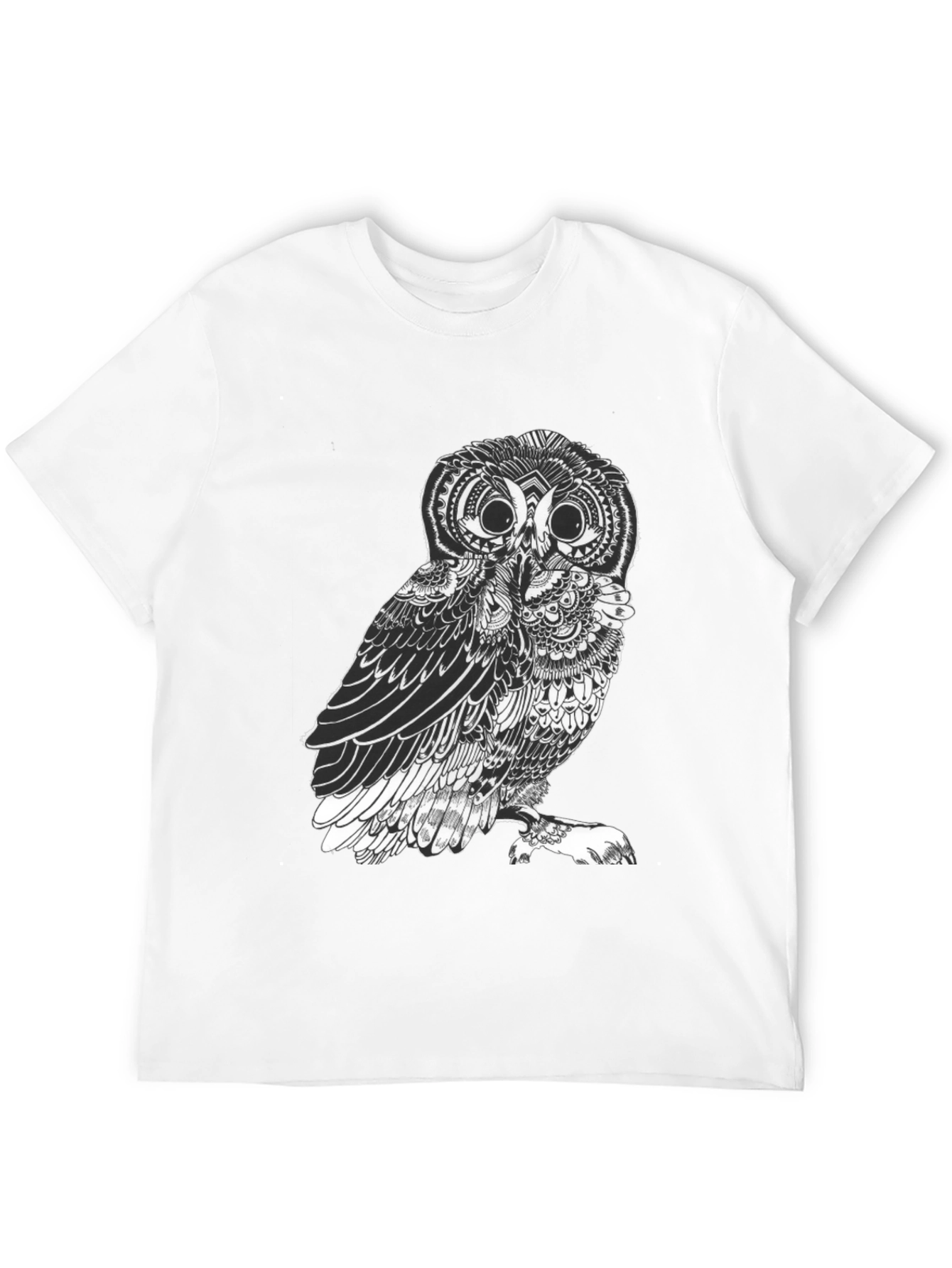 Mens Black Owl Graphic Tee - Unique Design