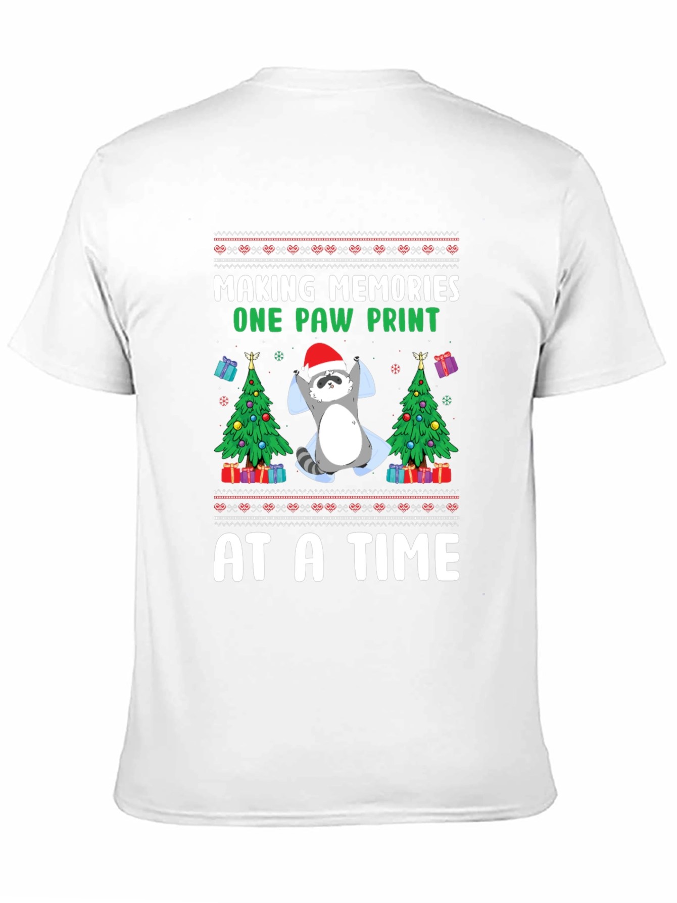 Christmas Raccoon Paw Print T-Shirt