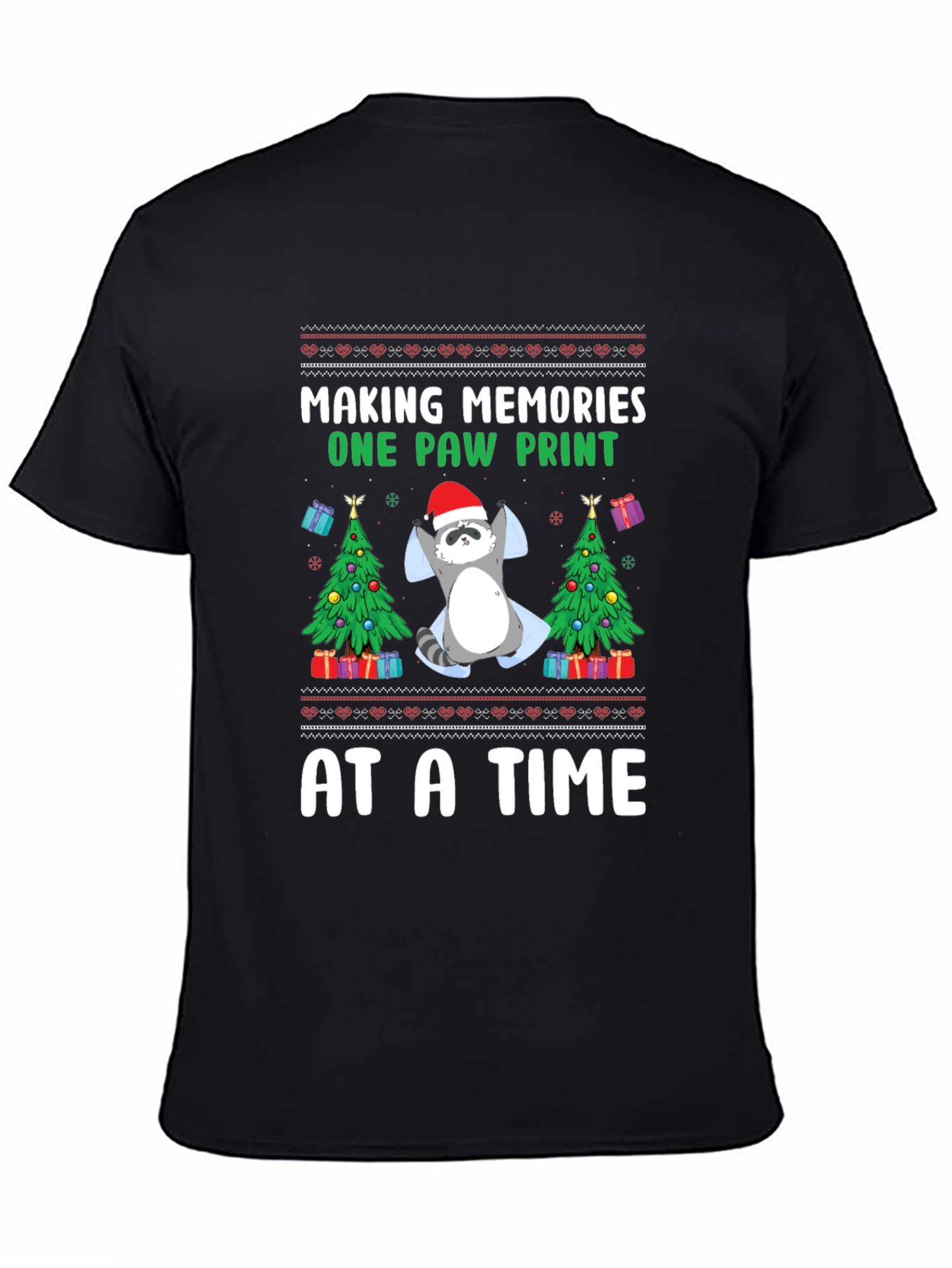 Christmas Raccoon Paw Print T-Shirt