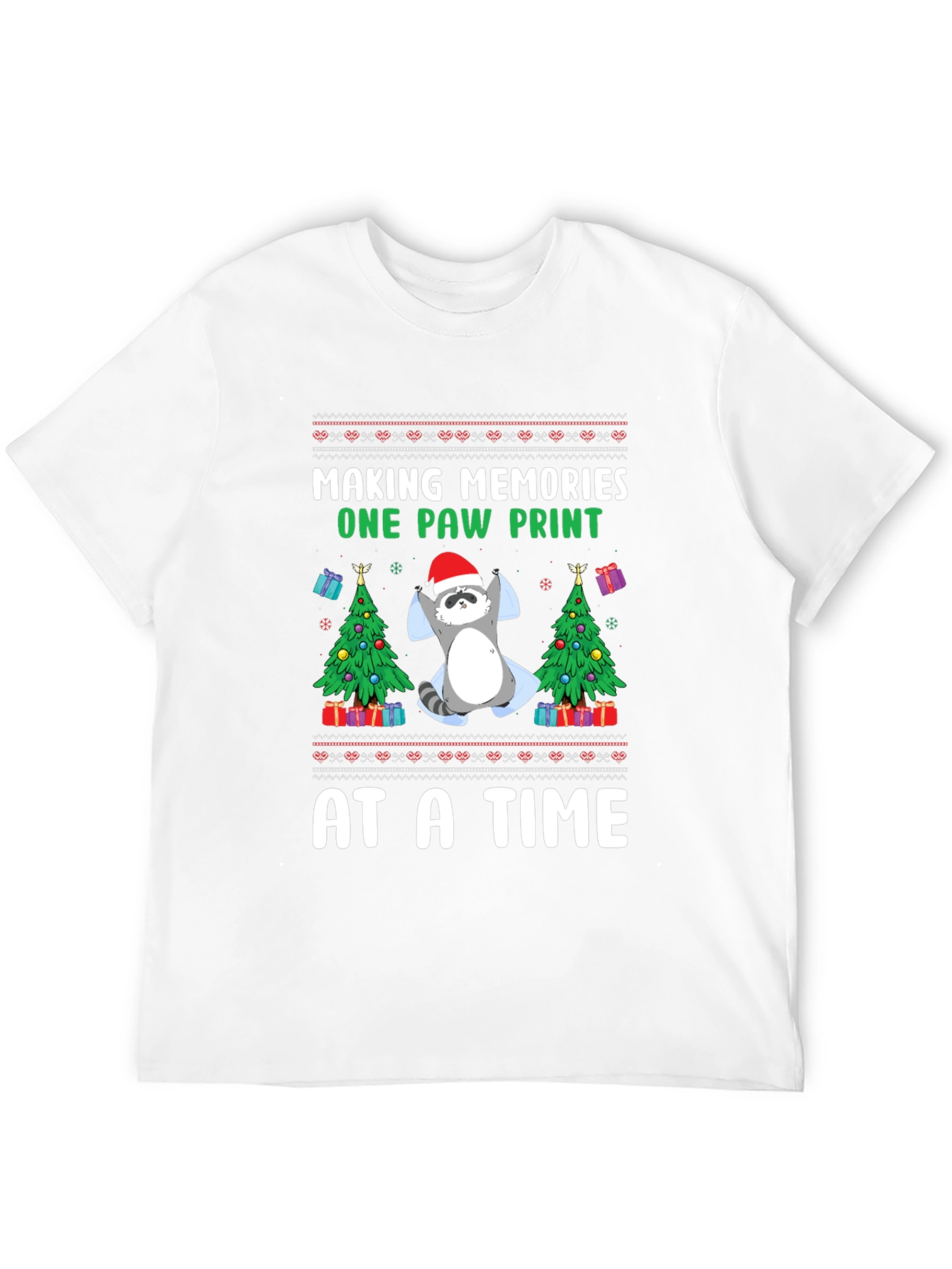 Christmas Raccoon Paw Print T-Shirt