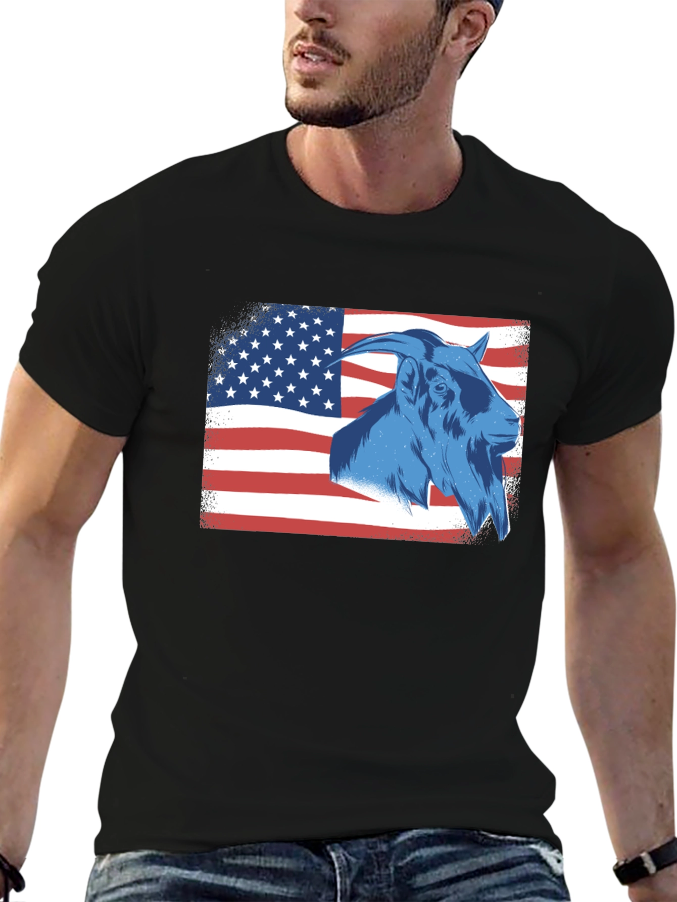 Goat USA Flag T-Shirt - Patriotic Graphic Tee