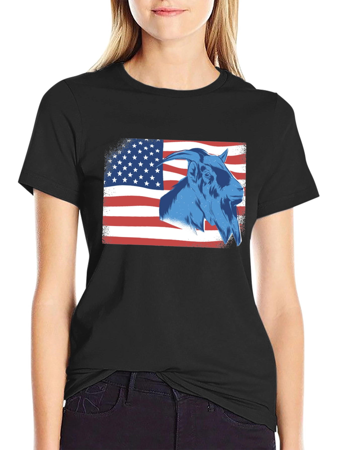 Goat USA Flag T-Shirt - Patriotic Graphic Tee