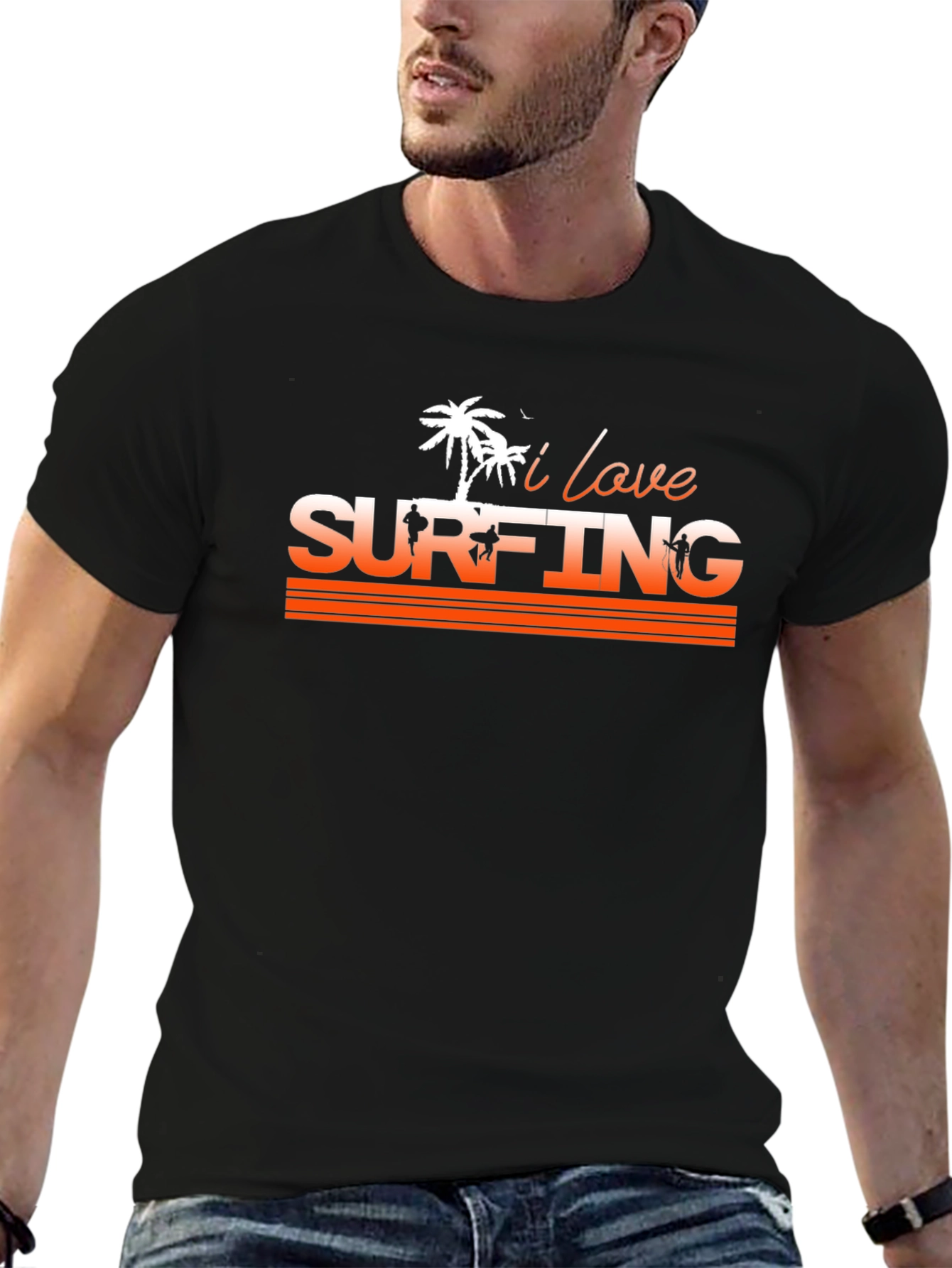 I Love Surfing Graphic T-Shirt - Cool Summer Tee