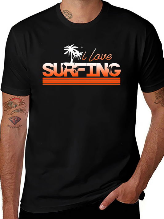 I Love Surfing Graphic T-Shirt - Cool Summer Tee