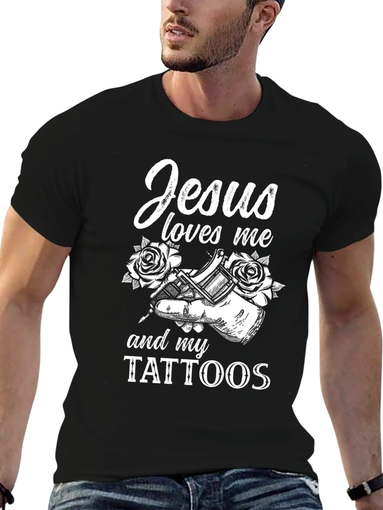 Jesus Loves Me and My Tattoos Graphic Tee