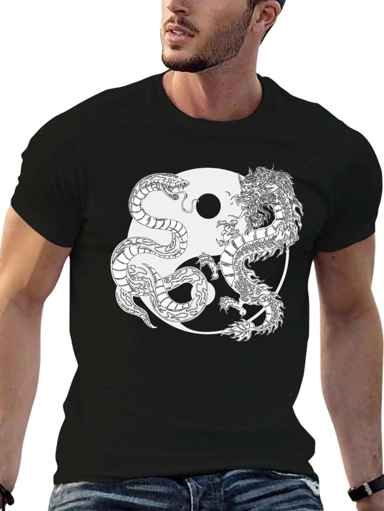 Yin Yang Dragon & Snake Graphic Tee