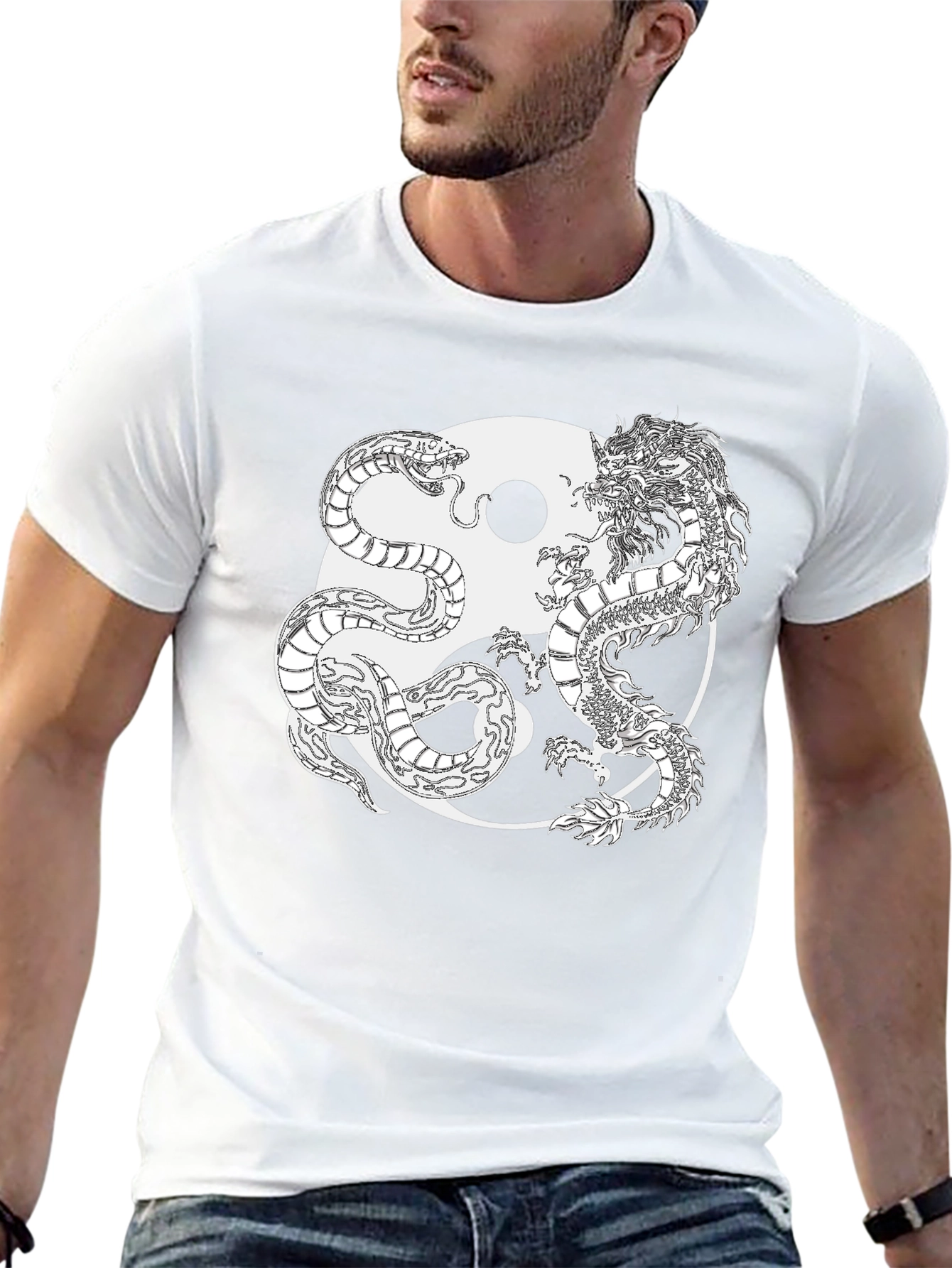 Yin Yang Dragon & Snake Graphic Tee
